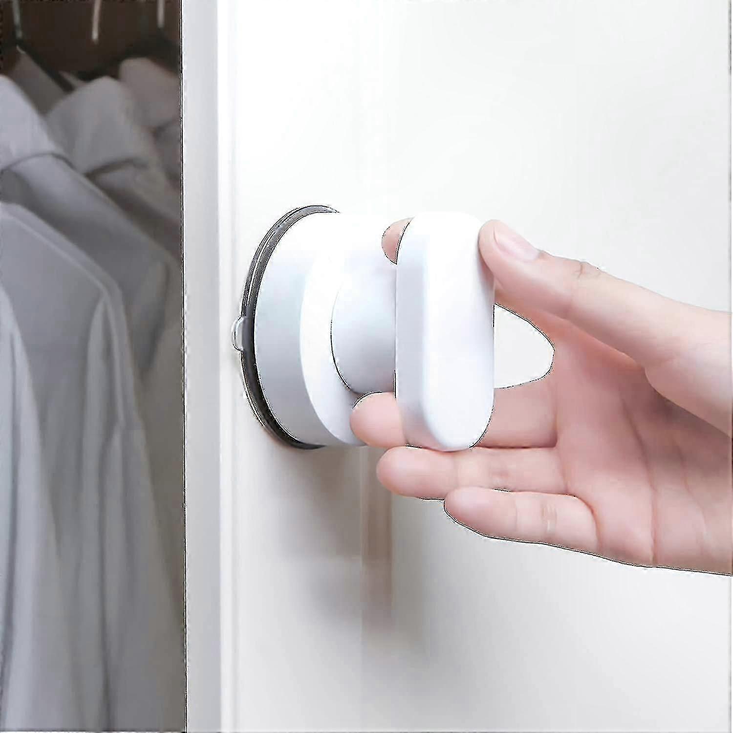 White Suction Cup Handle 2pcs, Strong Reusable Removable Portable Pull Handle for Cupboard Fridge Bathroom Door