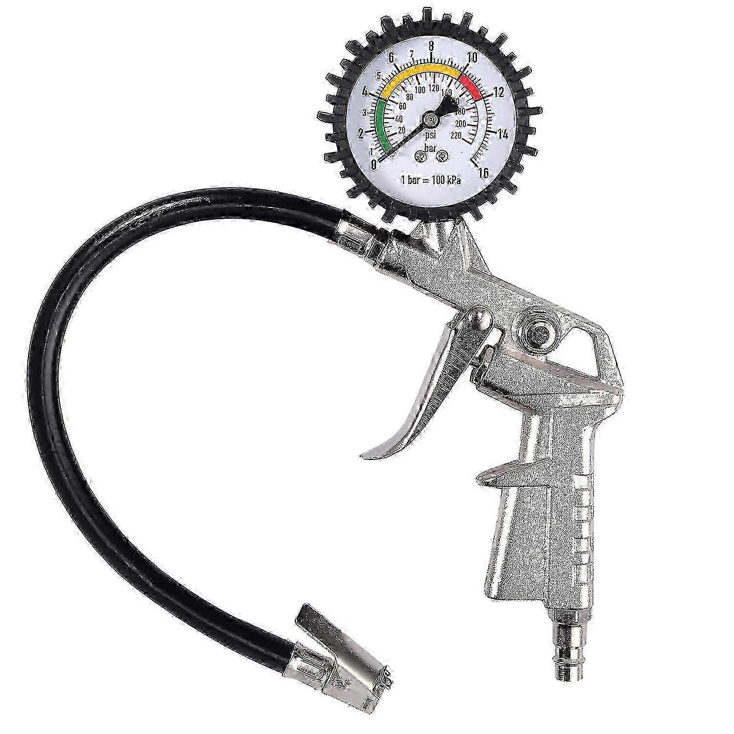 Tire Pressure Gauge with Inflator and Valve Core Tool Air Pressure Measurement Device 0-220 Psi