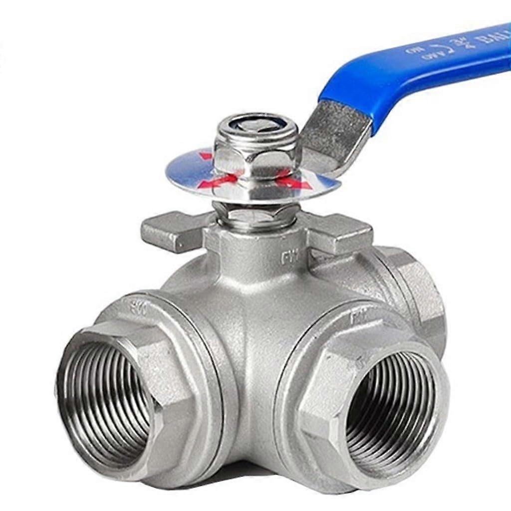 316L Stainless Steel TPort 3Way Ball Valve Internal Thread DN20 With Switch Sizes 1/4 To 2 In