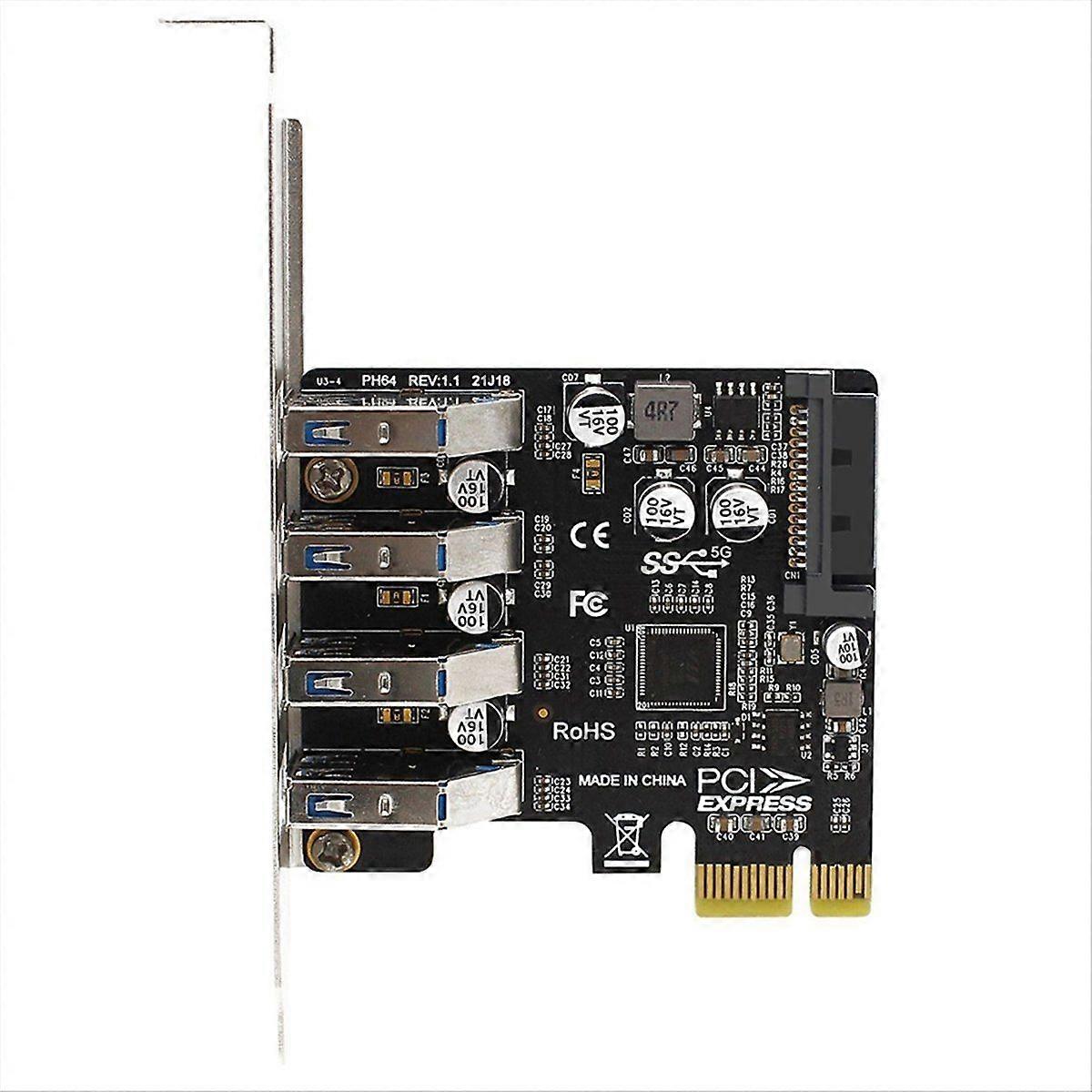 PCIe to 4 Port USB3.0 HUB+ 15Pin Power 5Gbps PCI Express Expansion Card USB 3.0 Adapter for 2U/4U C