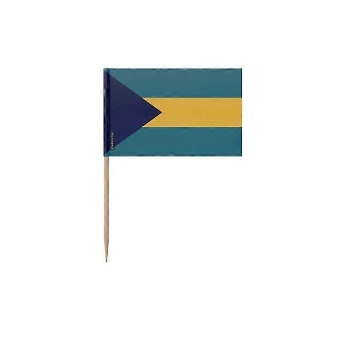 Bahamas Flag Toothpicks - 6.5 cm - 100 pieces - Adhesive plastic - Bamboo stick - Pixelforma