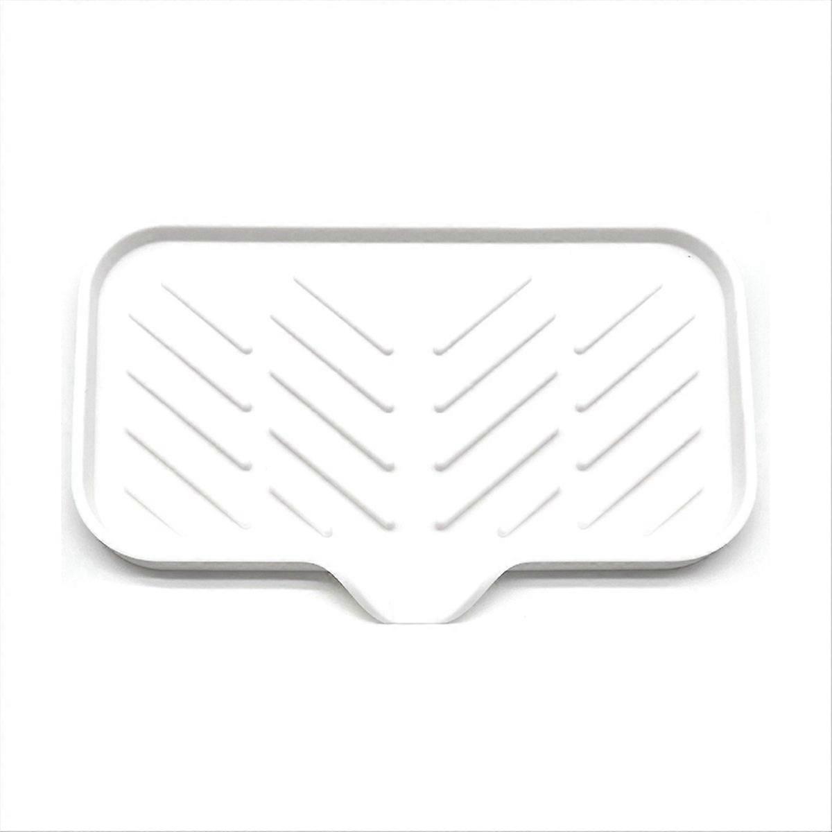 Self Draining Soap Bar Holder Silicone Kitchen Sink Soap Dish Tray Counter Organizer L White