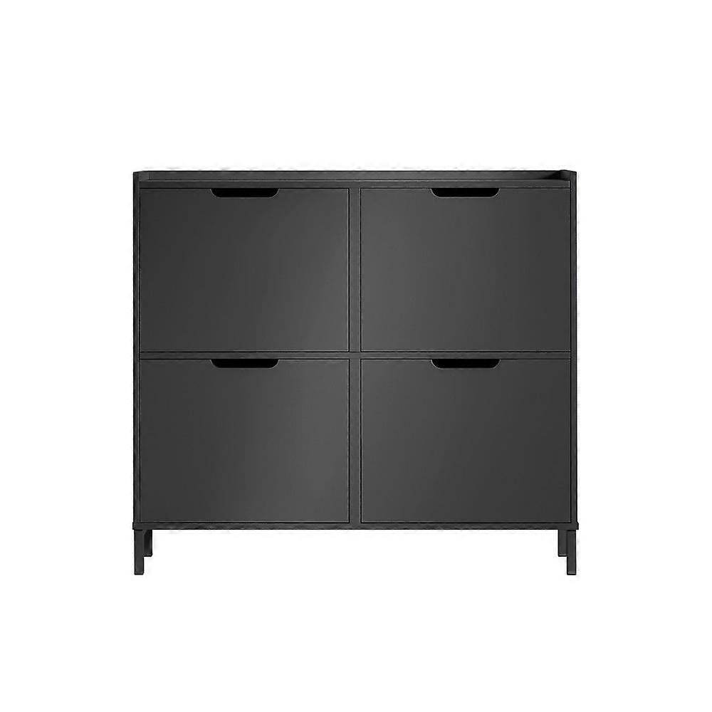 SoBuy FSR100-SCH, Scarpiera stretta con 4 cassetti girevoli, mobiletto portaoggetti sottile in legno per corridoio, ingresso o sottoscala Nero 100x...