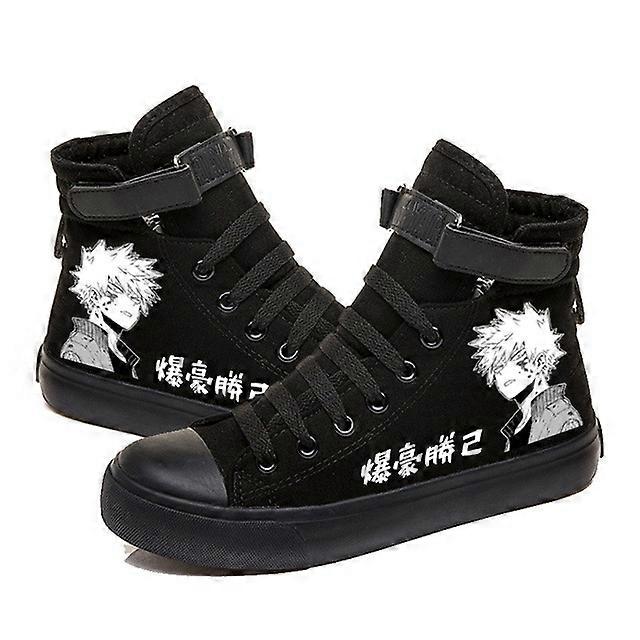 High-top canvas shoes for teenagers, featuring the anime/manga series My Hero Academia, with Velcro closures.