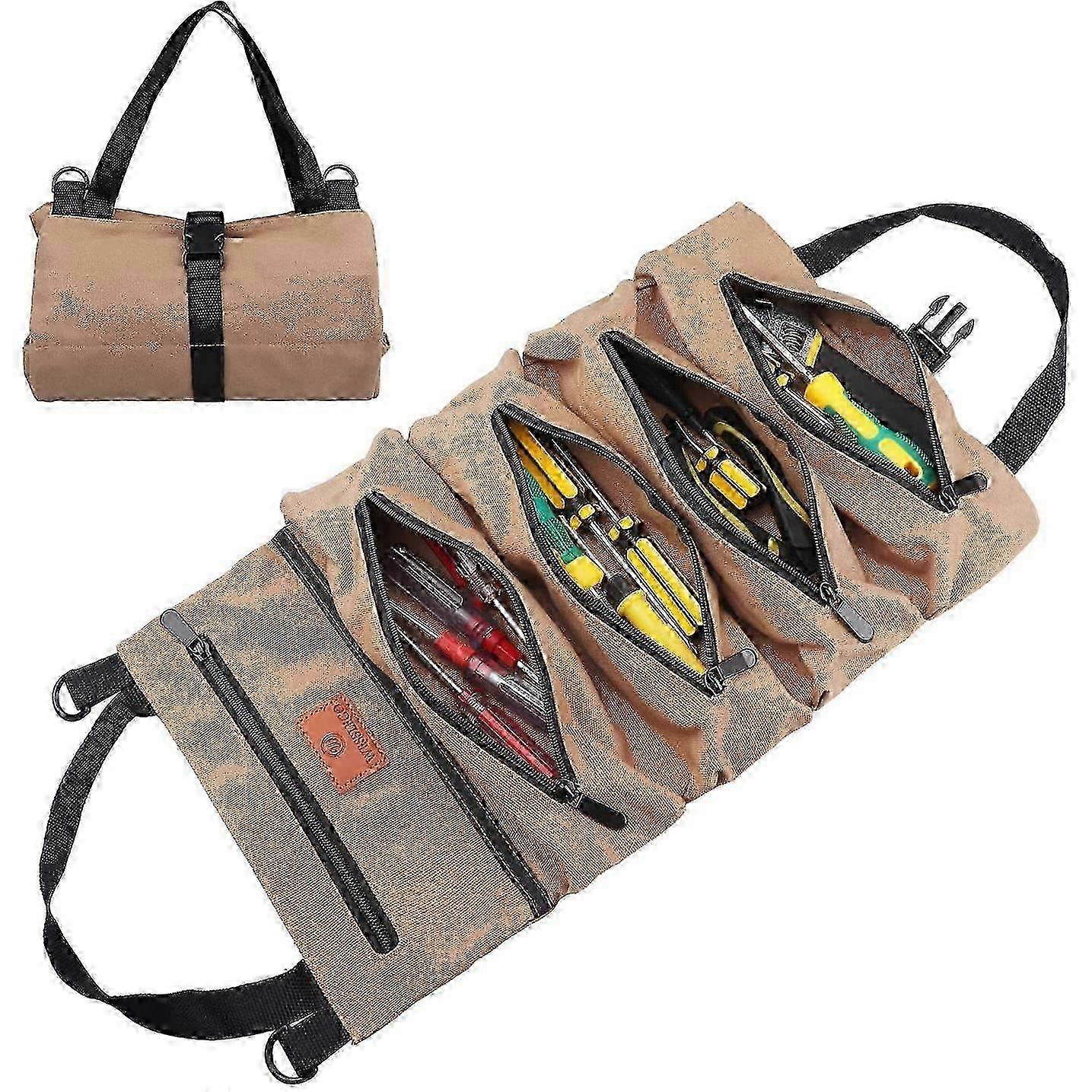 Roll Up Tool Bag Multi Purpose Canvas Tool Organizer Bag w