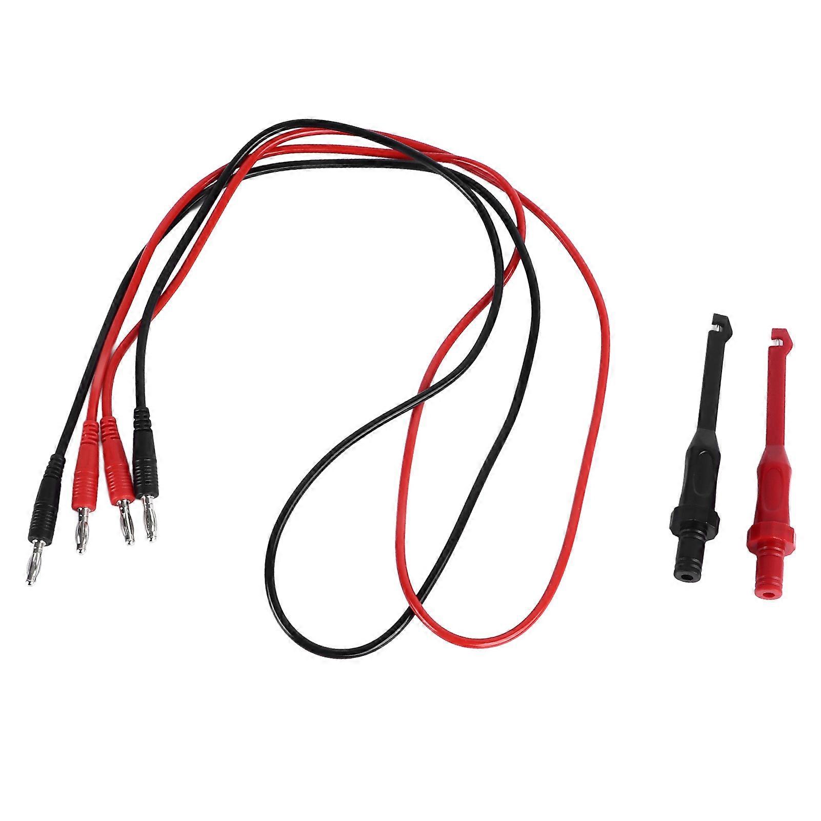 4mm Dual Banana Plug Test Leads with Repair Testing Hooks Black Red Silicone Resin Electrical Testing Wire 1M 10A
