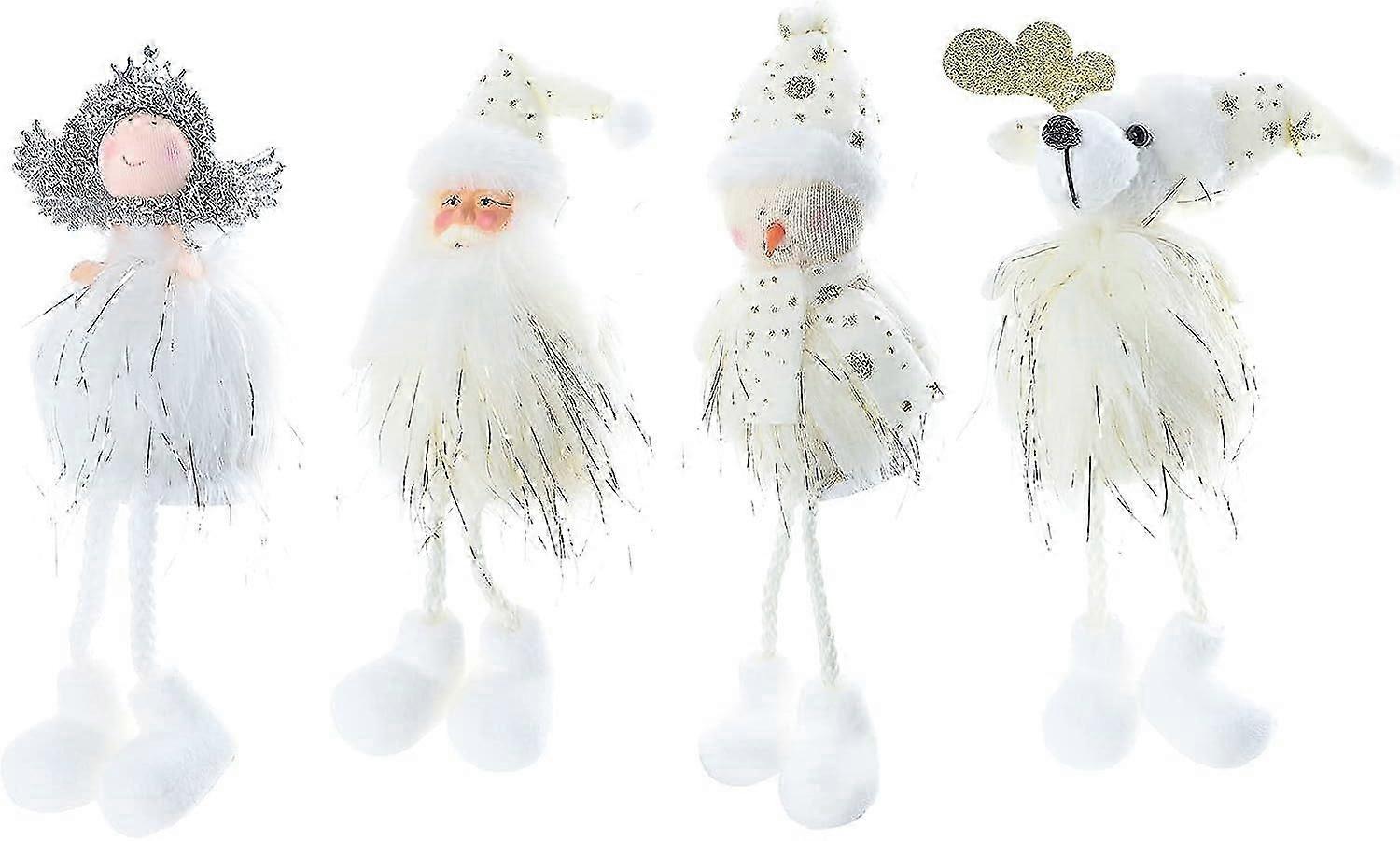 毛绒圣诞树装饰品 - 悬挂驼鹿、雪人和圣诞老人的圣诞树挂饰，适合圣诞假日派对装饰
