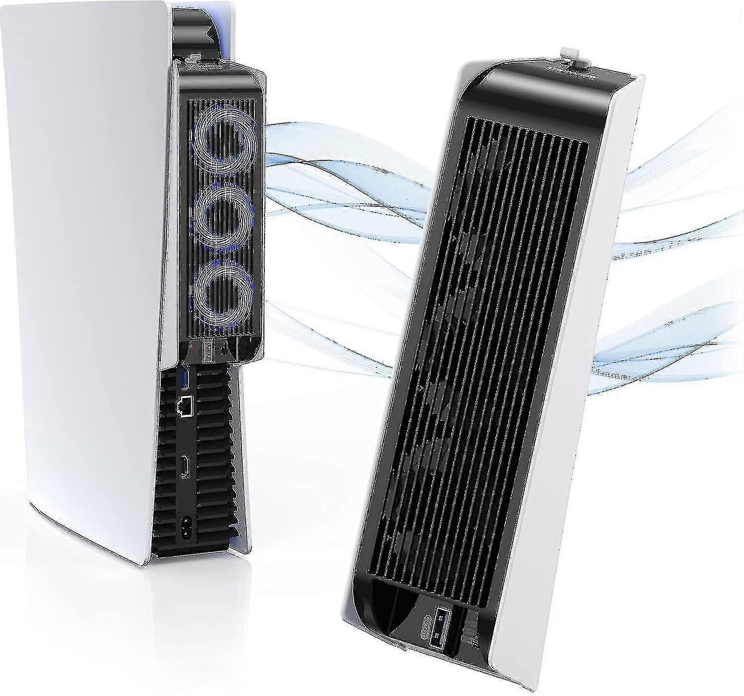 Ps5 Cooling Fan With Led Light, Quiet Fan With 3 Fans And Controller Usb Port Compatible With Ps5 Digital/disc Edition