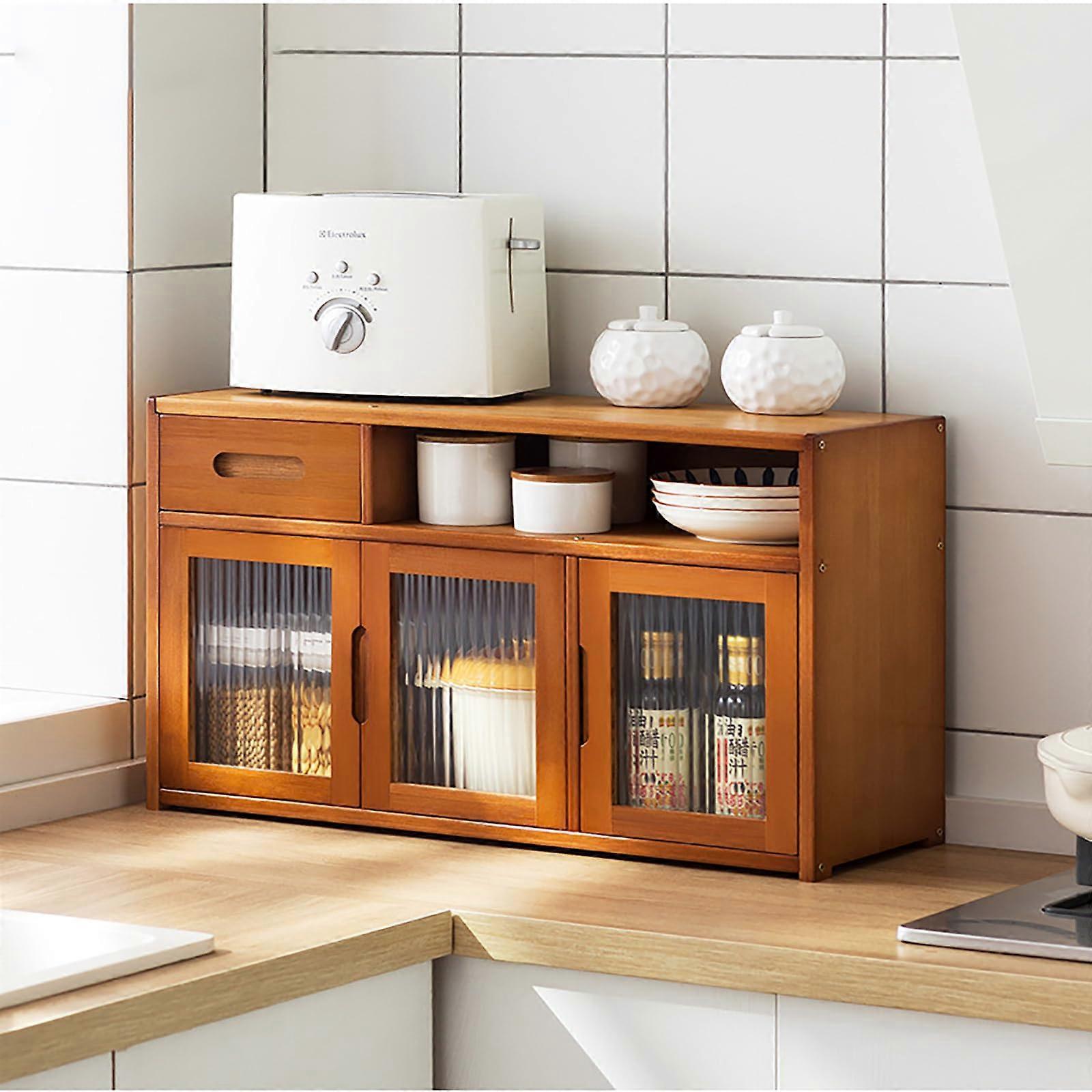 Kitchen Storage Cabinet - 3-Tier Sideboard, Compact 42x23x48cm, Brown Multifunctional Spice Organizer for Small Spaces