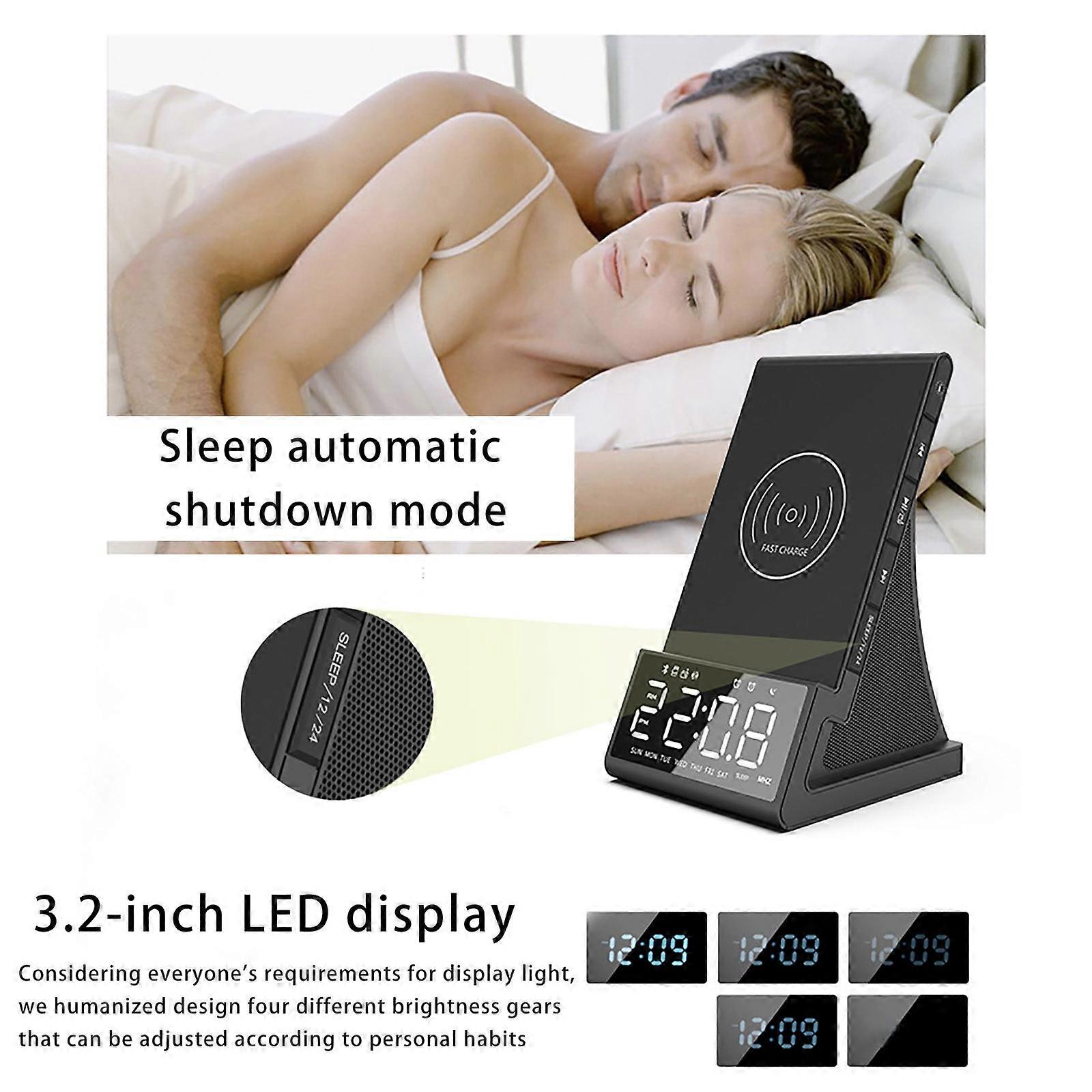 Capino Bluetooth Speaker Alarm Clock with Wireless Charging for compatible with iPhone/compatible with Samsung - Bedroom Bedside Radio