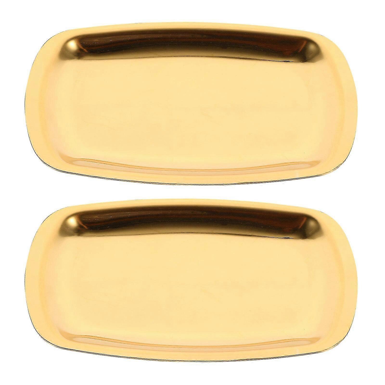 2 stk ovale bakker i rustfrit stål Frugtbakker Opbevaringsbakker Sushi retter (gyldne)
