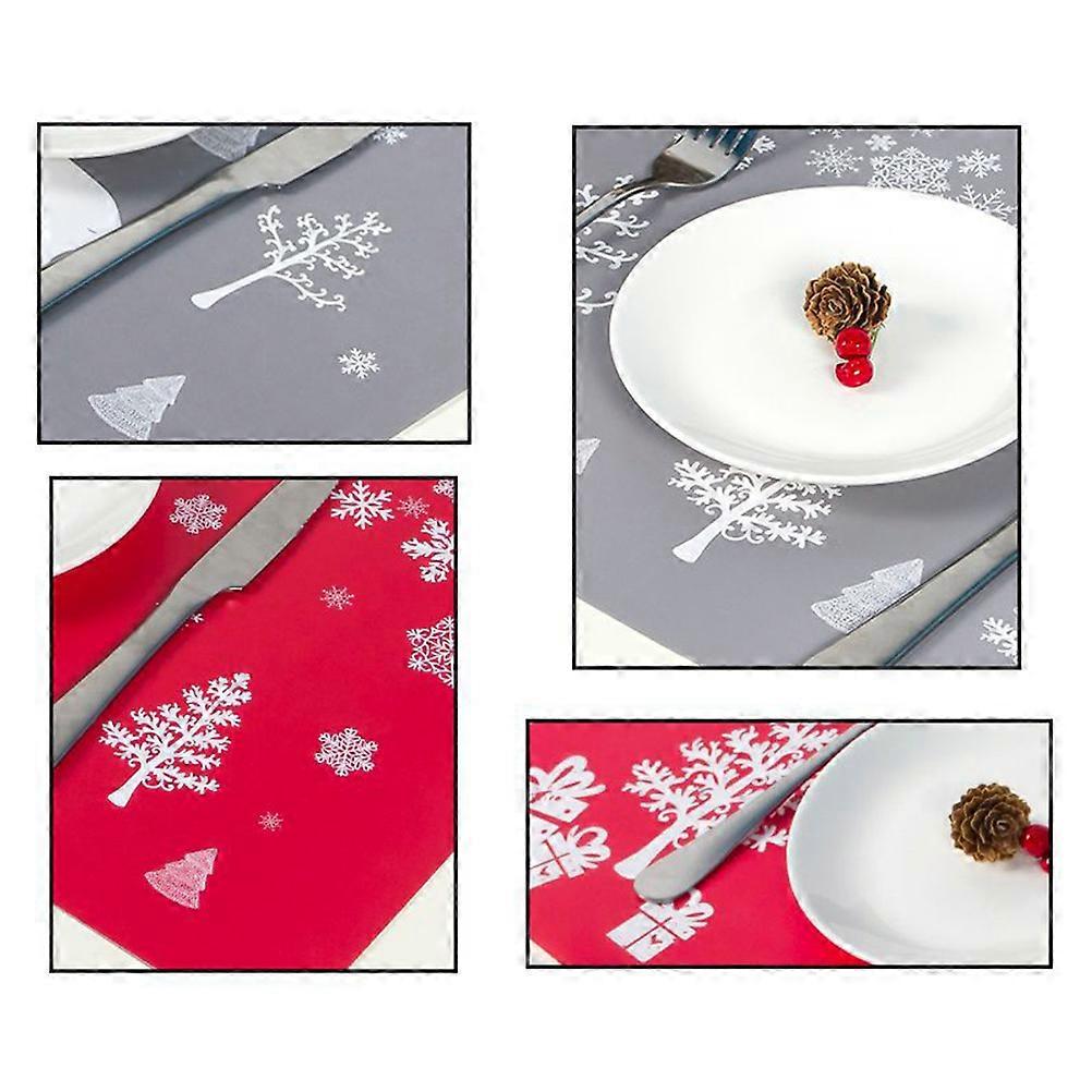 Christmas Table Mats Set for Table Protection 12Pcs Red Christmas Tree Design