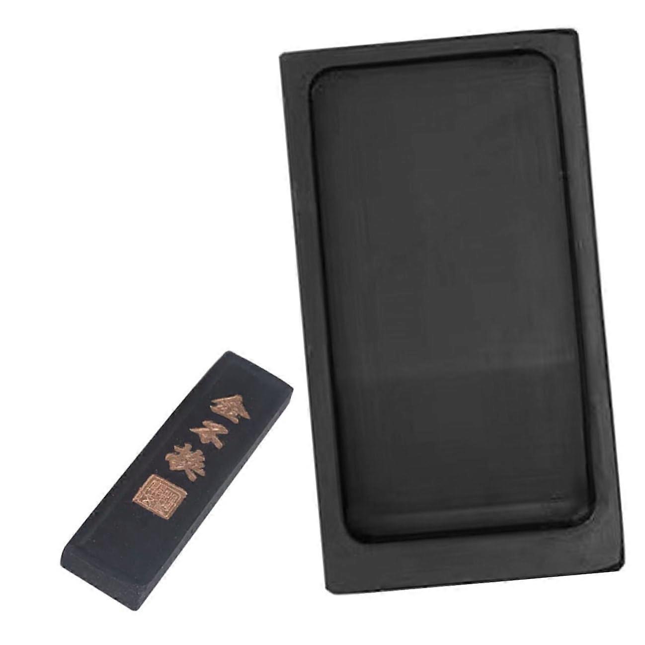 Chinese Calligraphy Ink Stone Set 5Inch Inkslab with Ink Stick for Writing and Painting Practice