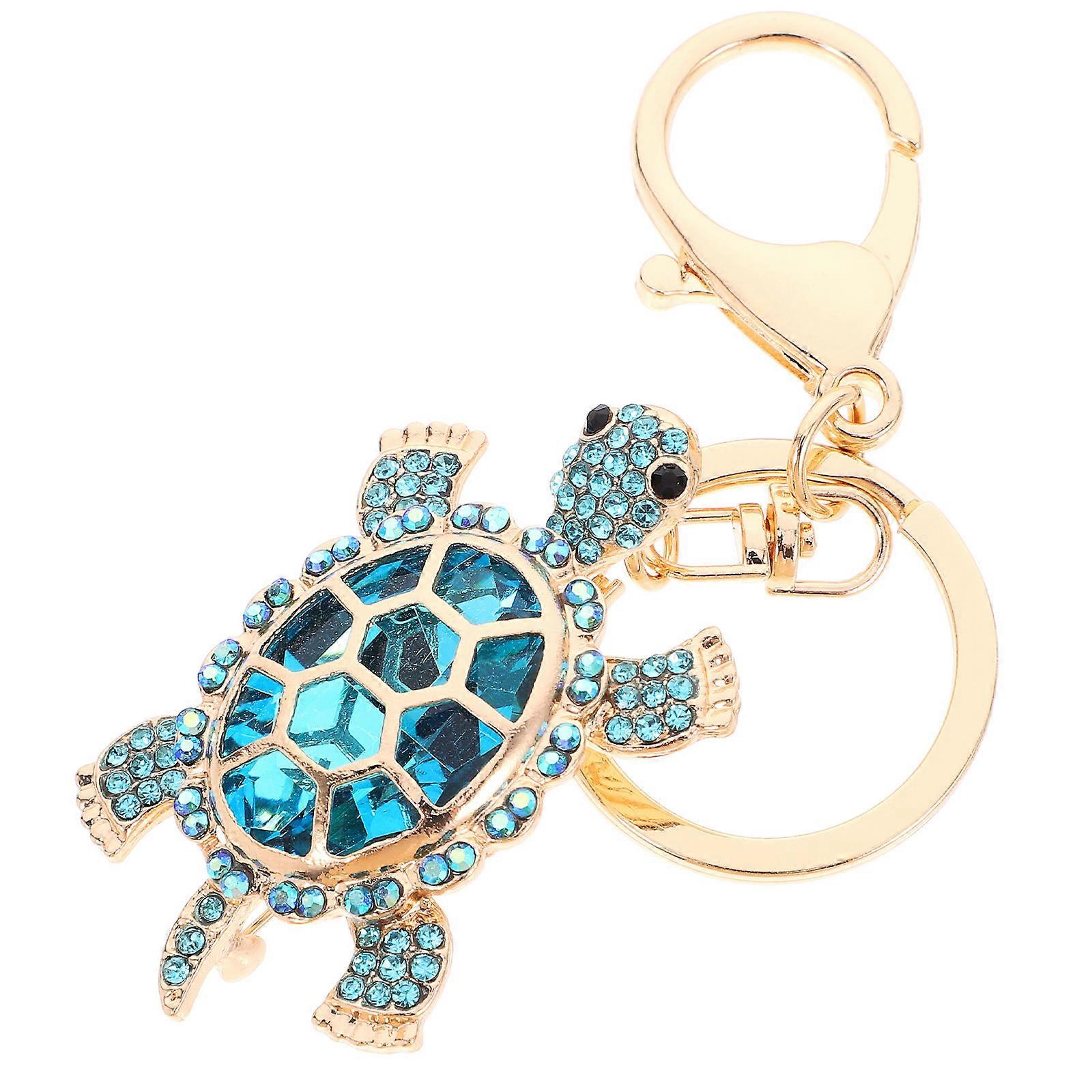 Turtle Keychain Rhinestone Key Ring Backpack Key Pendant Turtle Hanging Ornament for Bag Purse