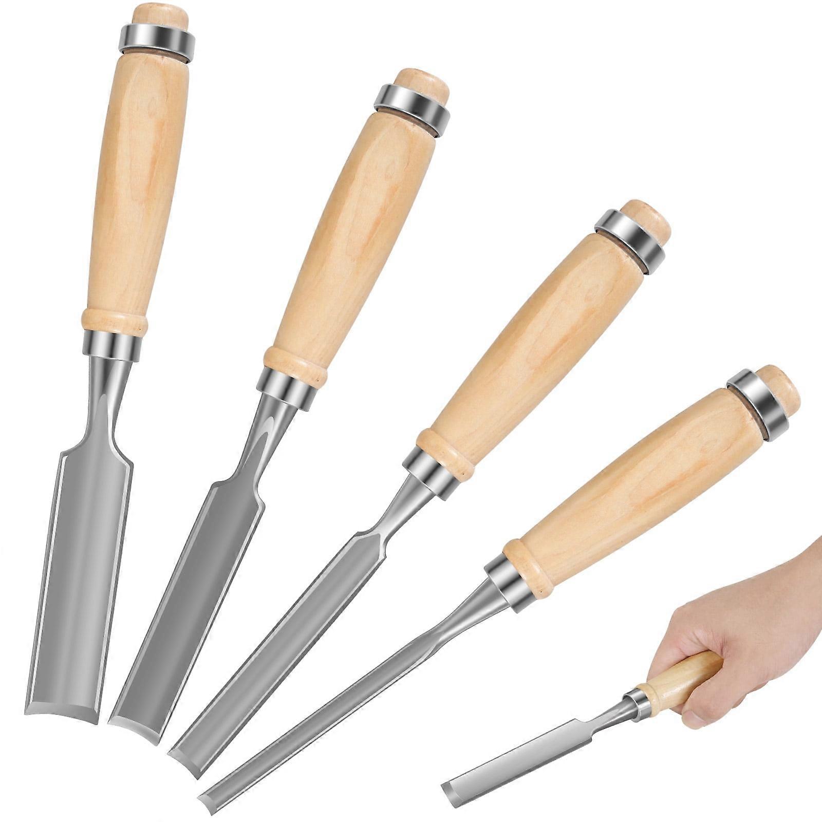 NUAHRHY 4PCS Wood Carving Gouges Half-Round Chisels Set 1/4" 1/2" 3/4" 1" Carbon Steel Tools compatible with Sharp Half-Circle Chisel for Wood