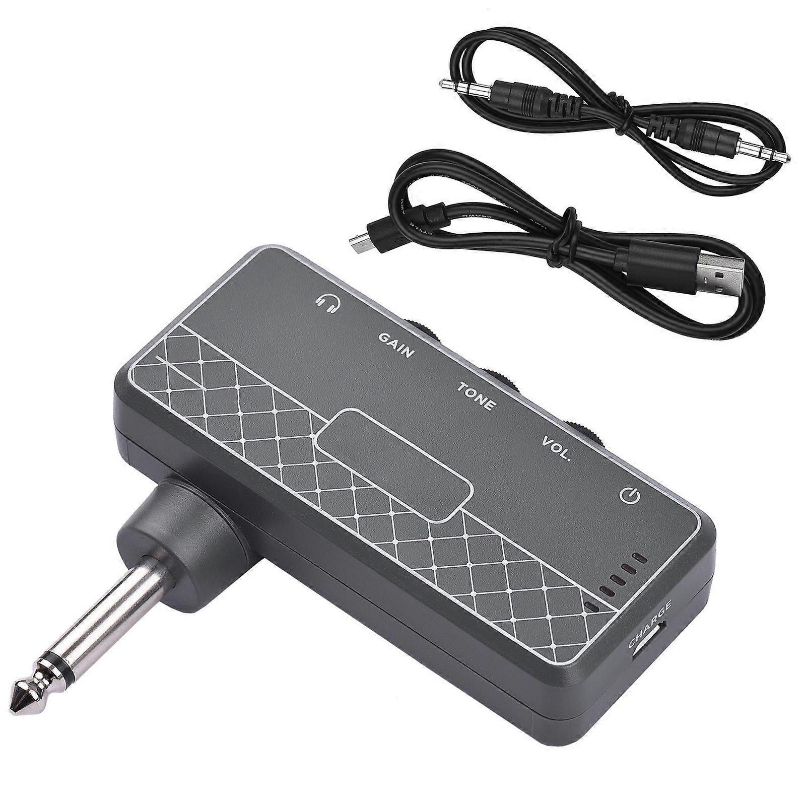 Lightweight Guitar Headphones Amplifiers AMP 3.5mm Earphone Port with LED Charging Status and Remaining Power Display Multicolor