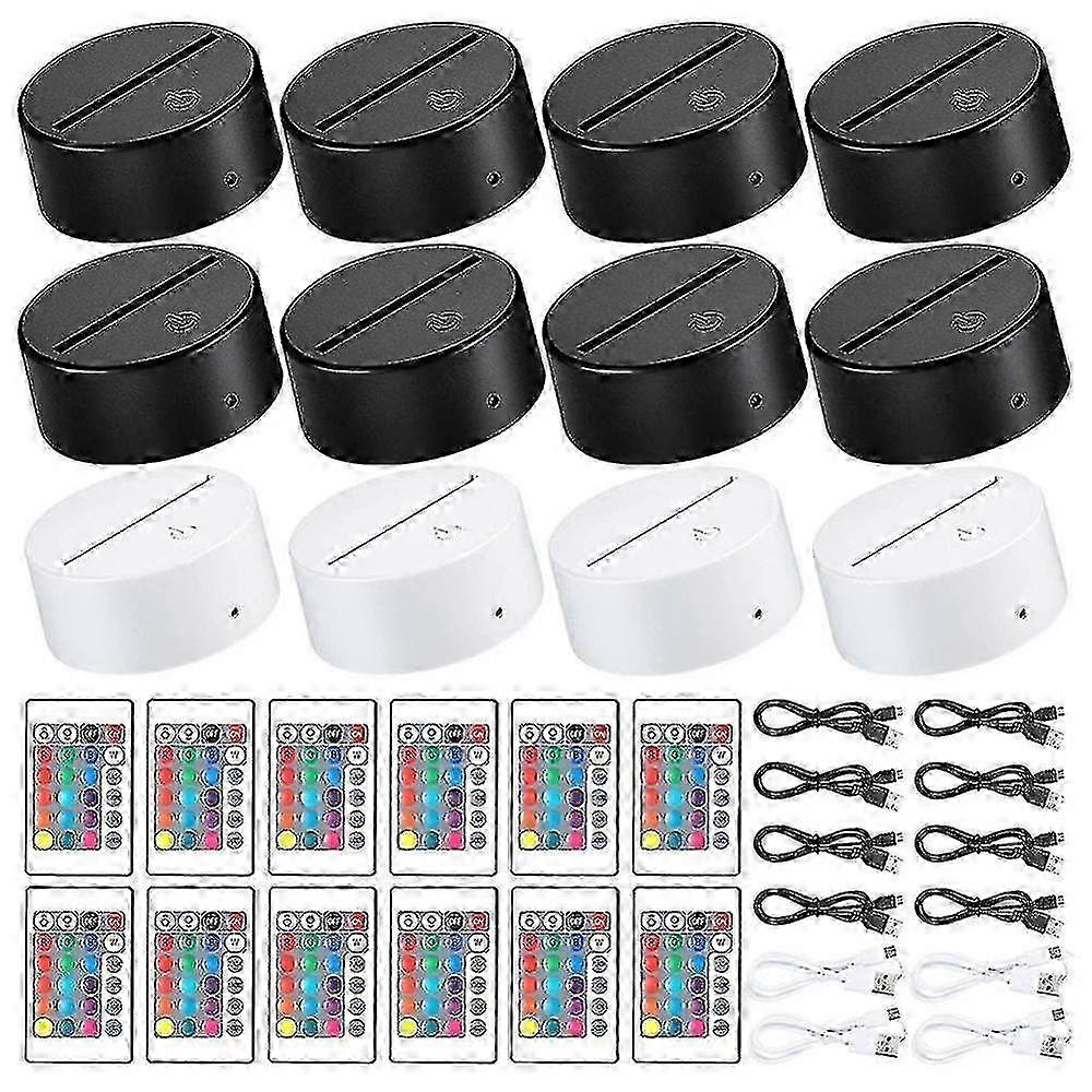 12-Pack 16-Color 3D Night LED Display Base with Remote Control for Acryl