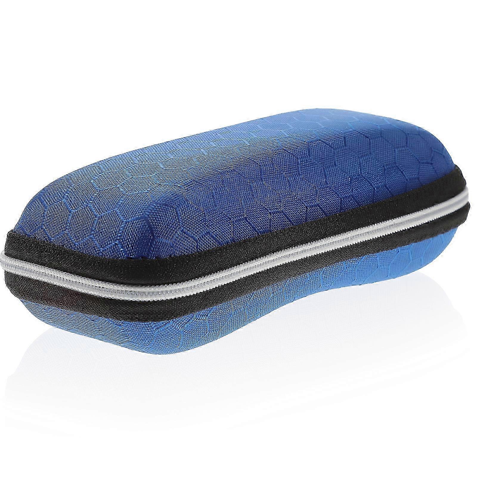 1pc Zipper Eyeglasses Case Honeycomb Pattern Glasses Case Sunglasses EVA Box Protector with Zipper (Blue)