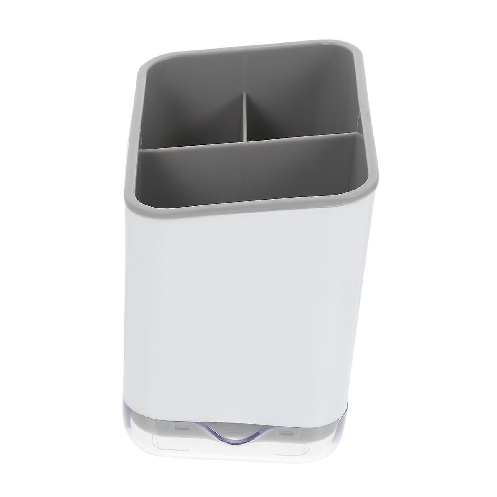 Kitchen Utensil Holder with Drain, Multi Compartment Chopstick Organizer for Countertop, Grey