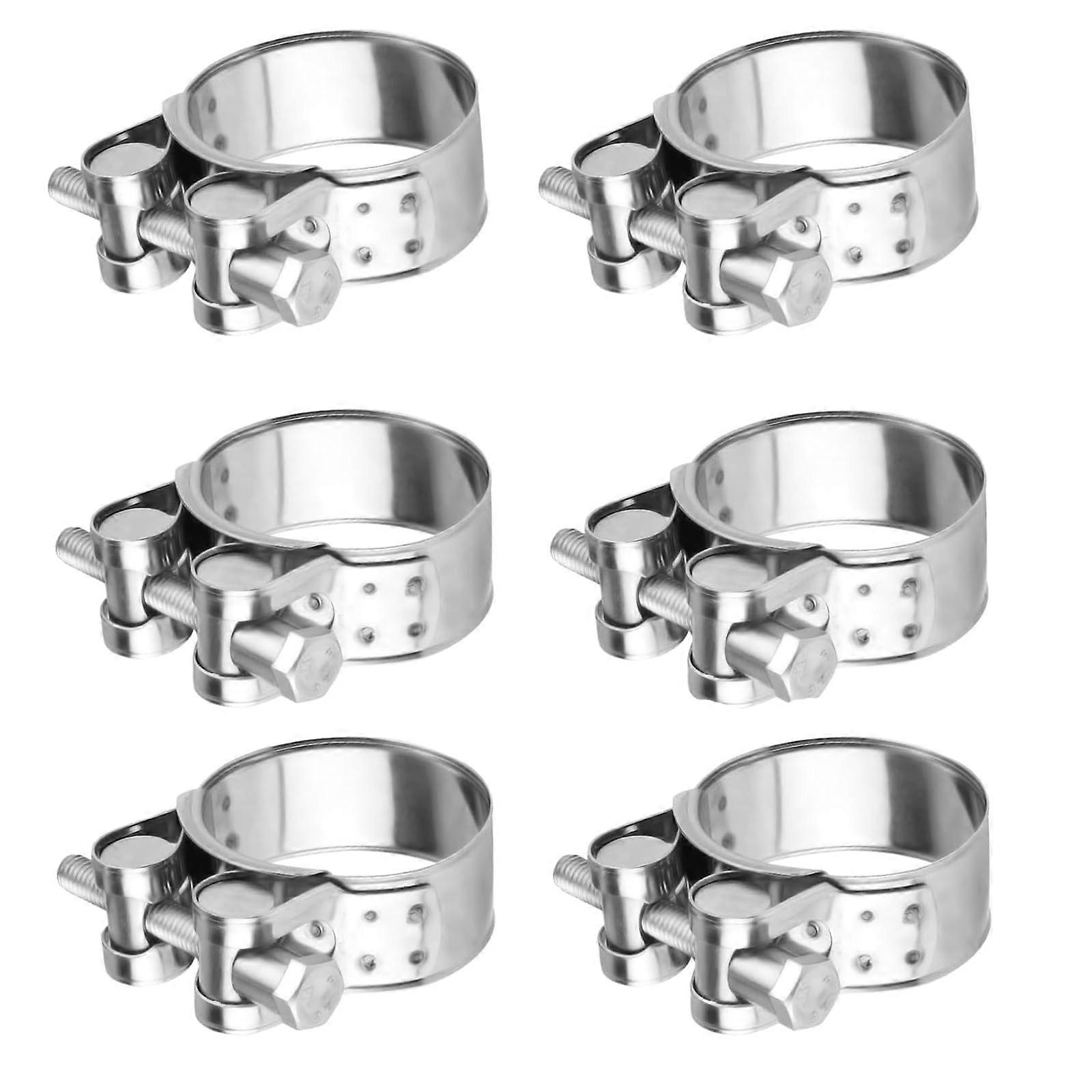 304 Solid Steel Strength Brackets 3235 mm Clamping Range Pack of 6 Adjustable Hose Clamps Pipe Clamps