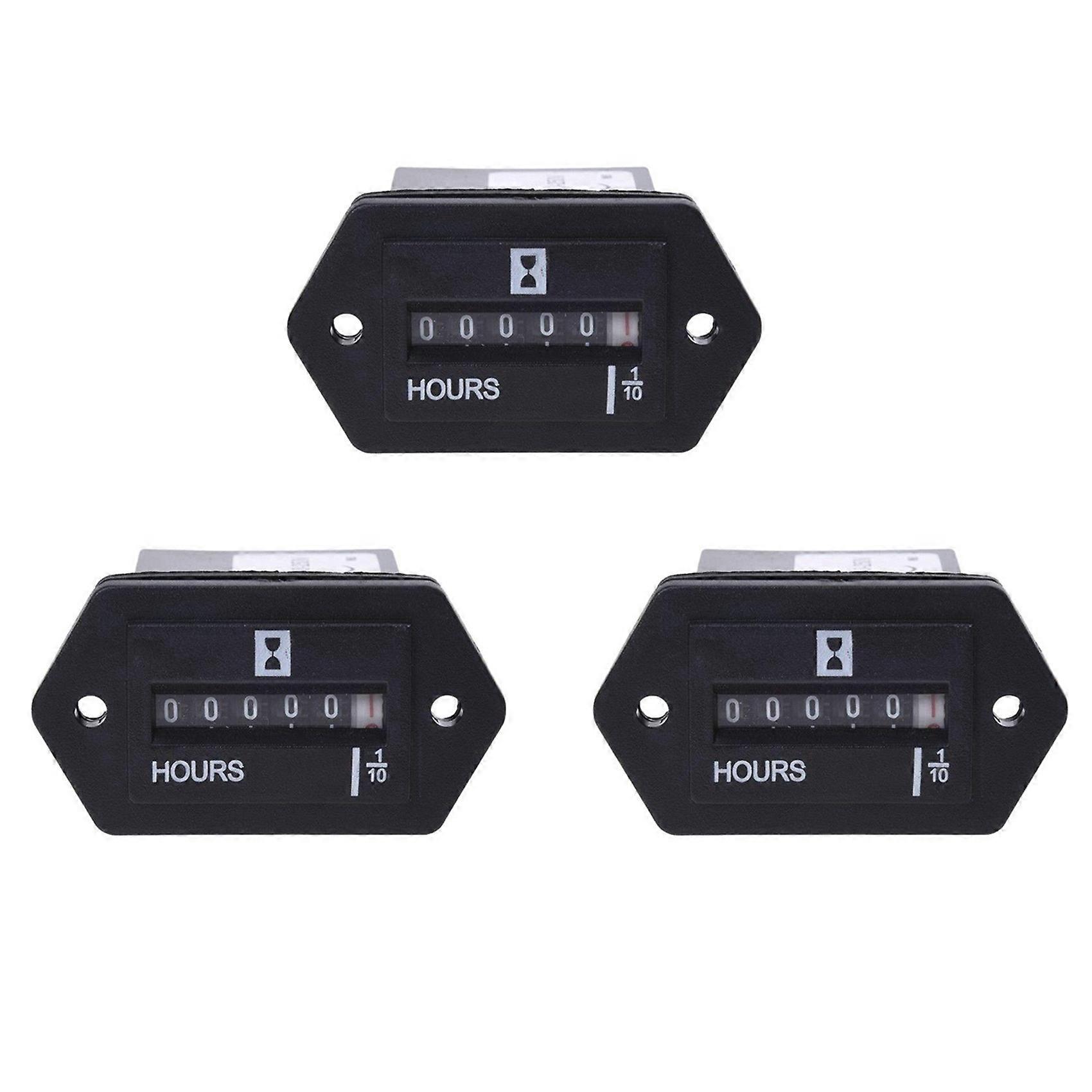 3X AC100-250V Generator Sealed Hour Meter Counter for Generator Boats Automobiles ATV UTV Go Carts