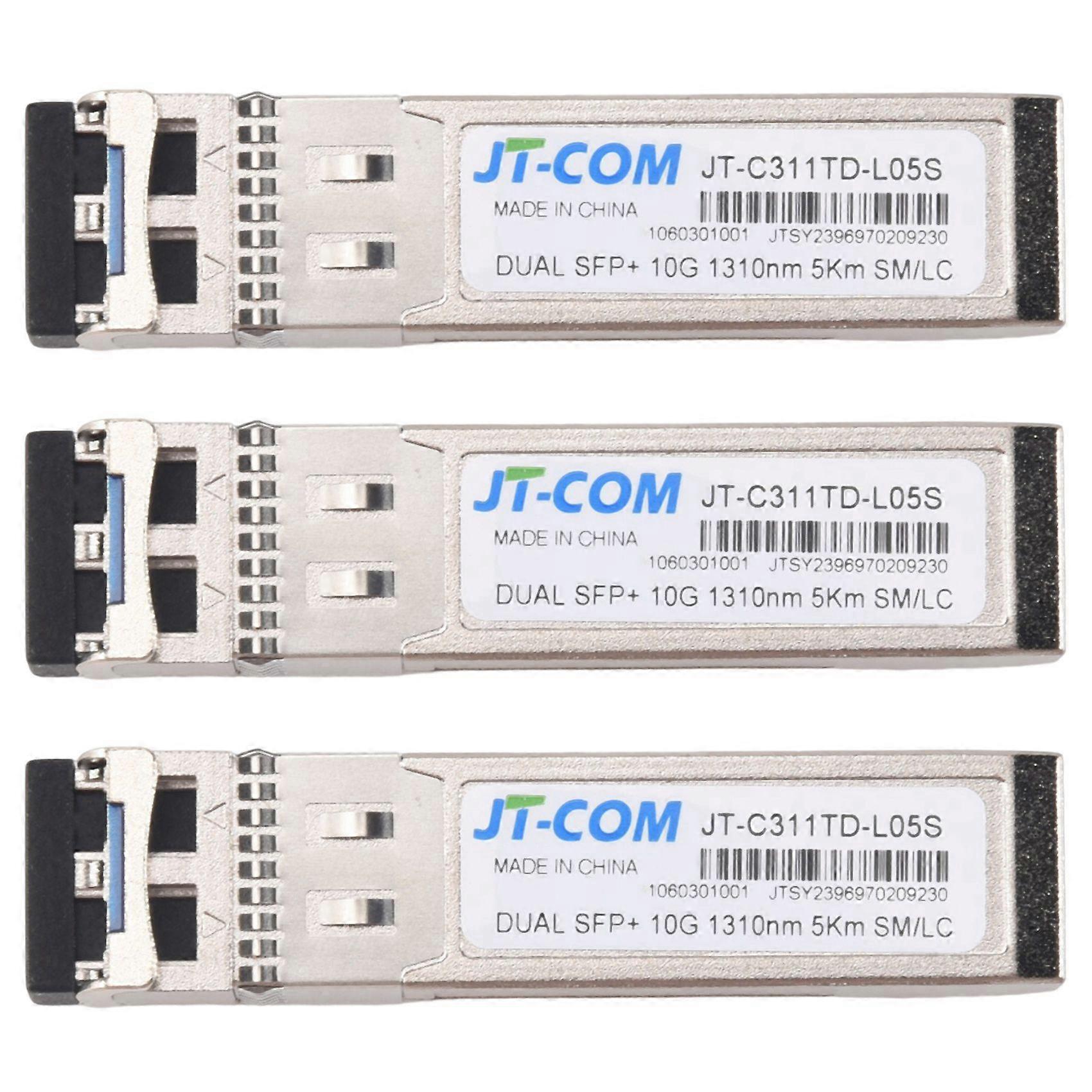 3X JT-COM 10G SFP+ Duplex LC SFP Module Single Mode 5Km Optical Fiber Module 1310Nm for Mikrotik/Huawei Switch