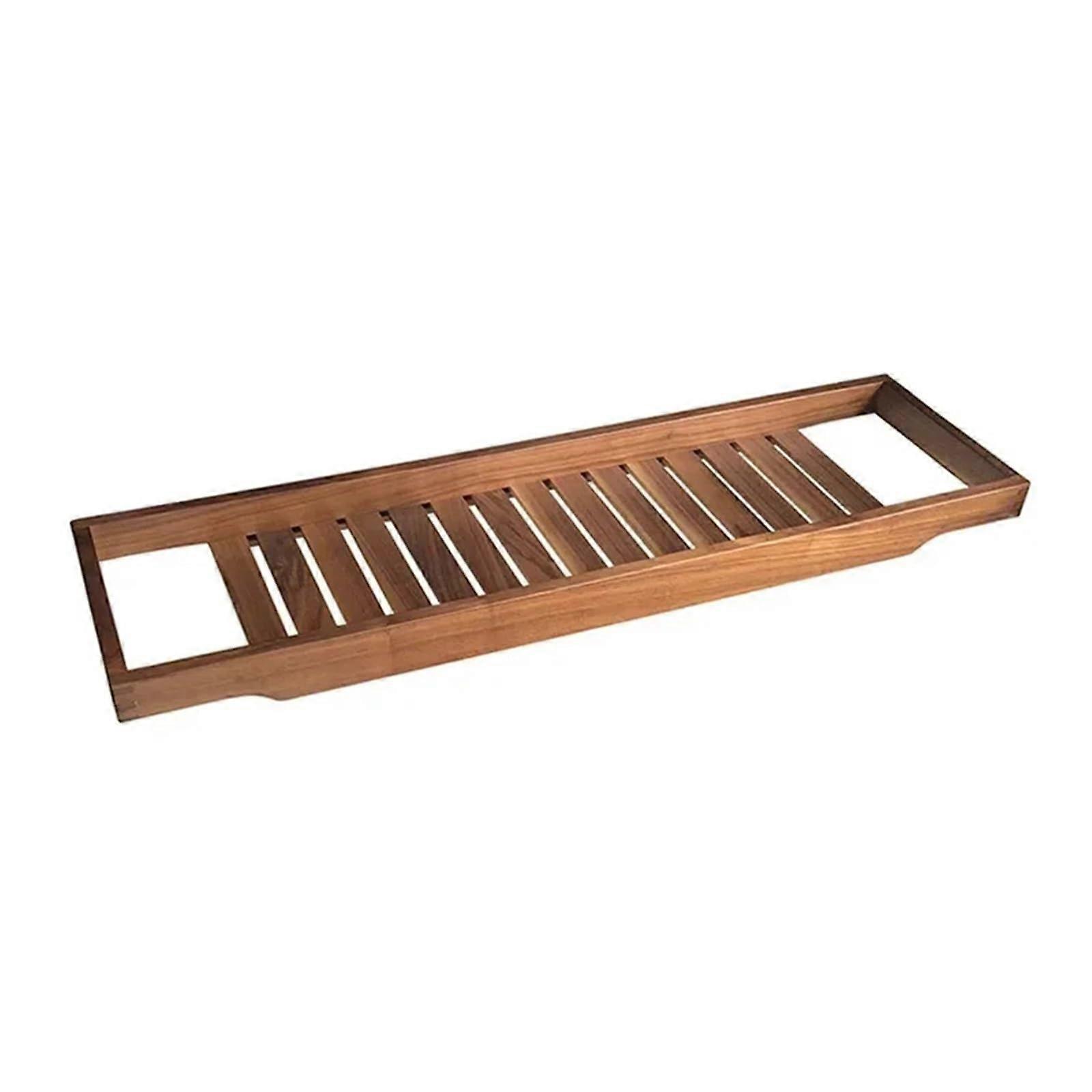 Adjustable Wooden Bathtub Tray with SplashProof Storage and Extendable Arms Walnut 70x22