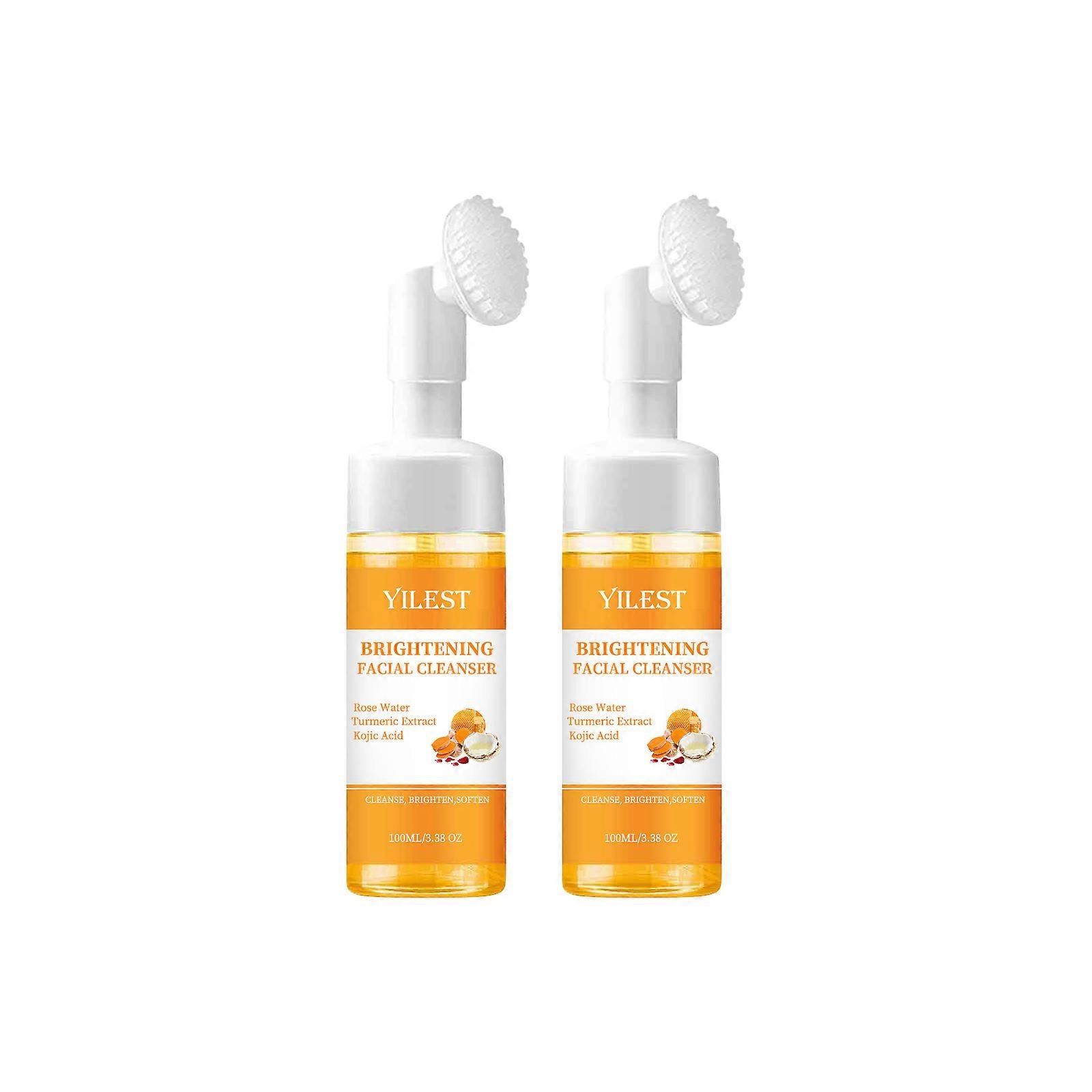 Brightening Facial Cleanser with Turmeric Extract & Kojic Acid Soft Brush Head for Deep Cleansing, Moisturizing Pore Minimizing