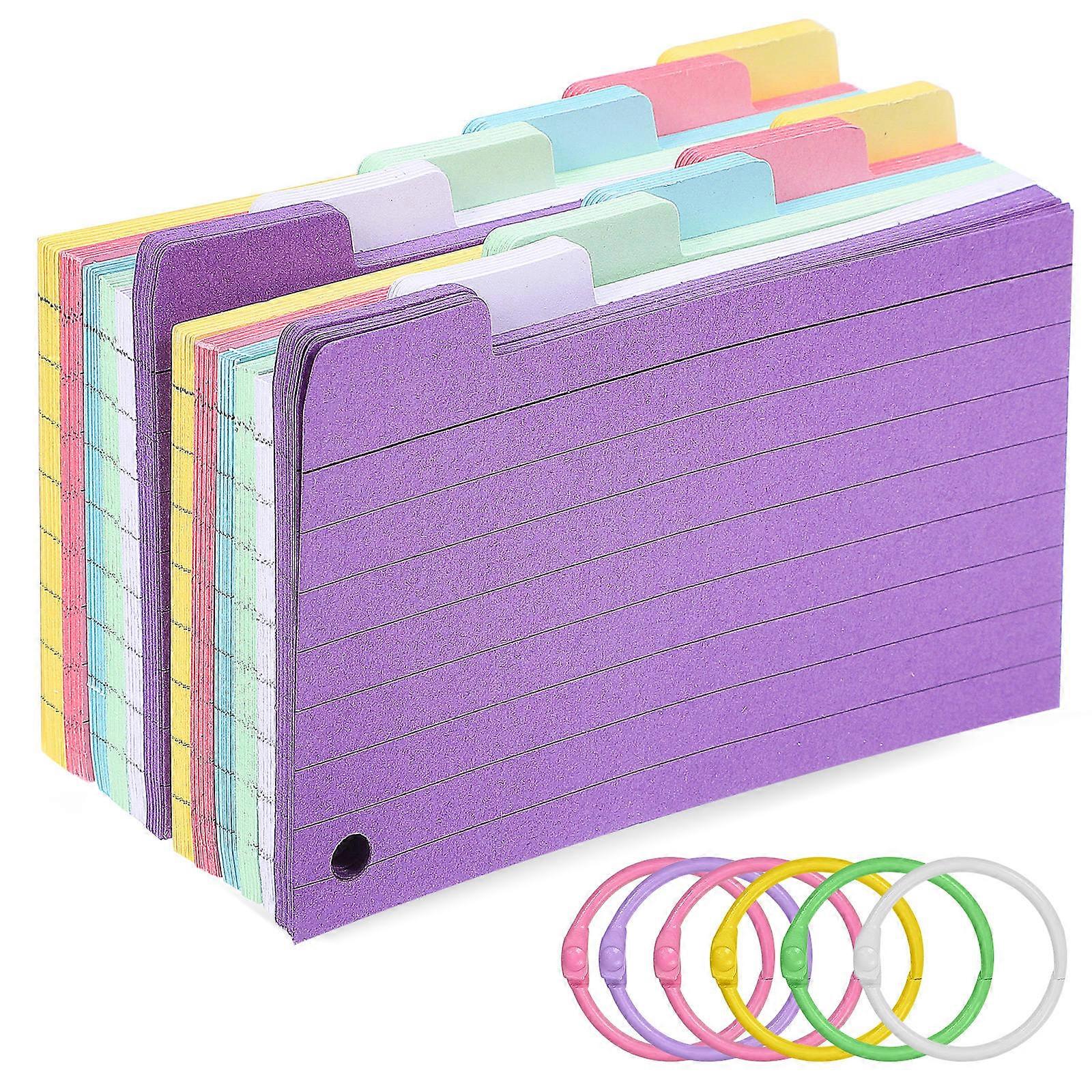 Flash Cards Tabbed Index Cards for Studying 300 Sheets with Binder Rings