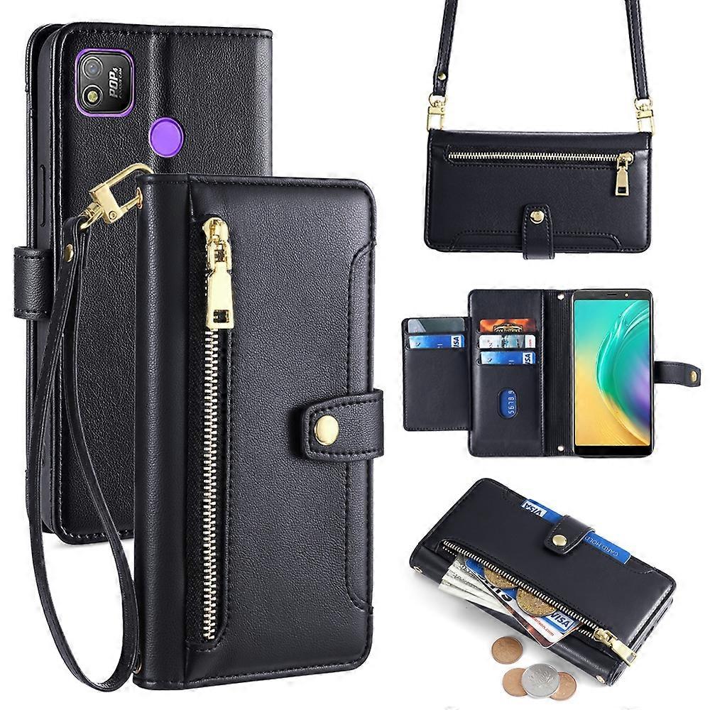 Sheep Texture Cross-body Zipper Wallet Leather Phone Case