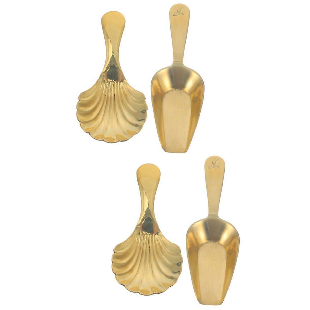 4pcs Elegant Brass Tea Spoon Mini Tea Scoop for Loose Leaf Tea and Coffee Kitchen Use