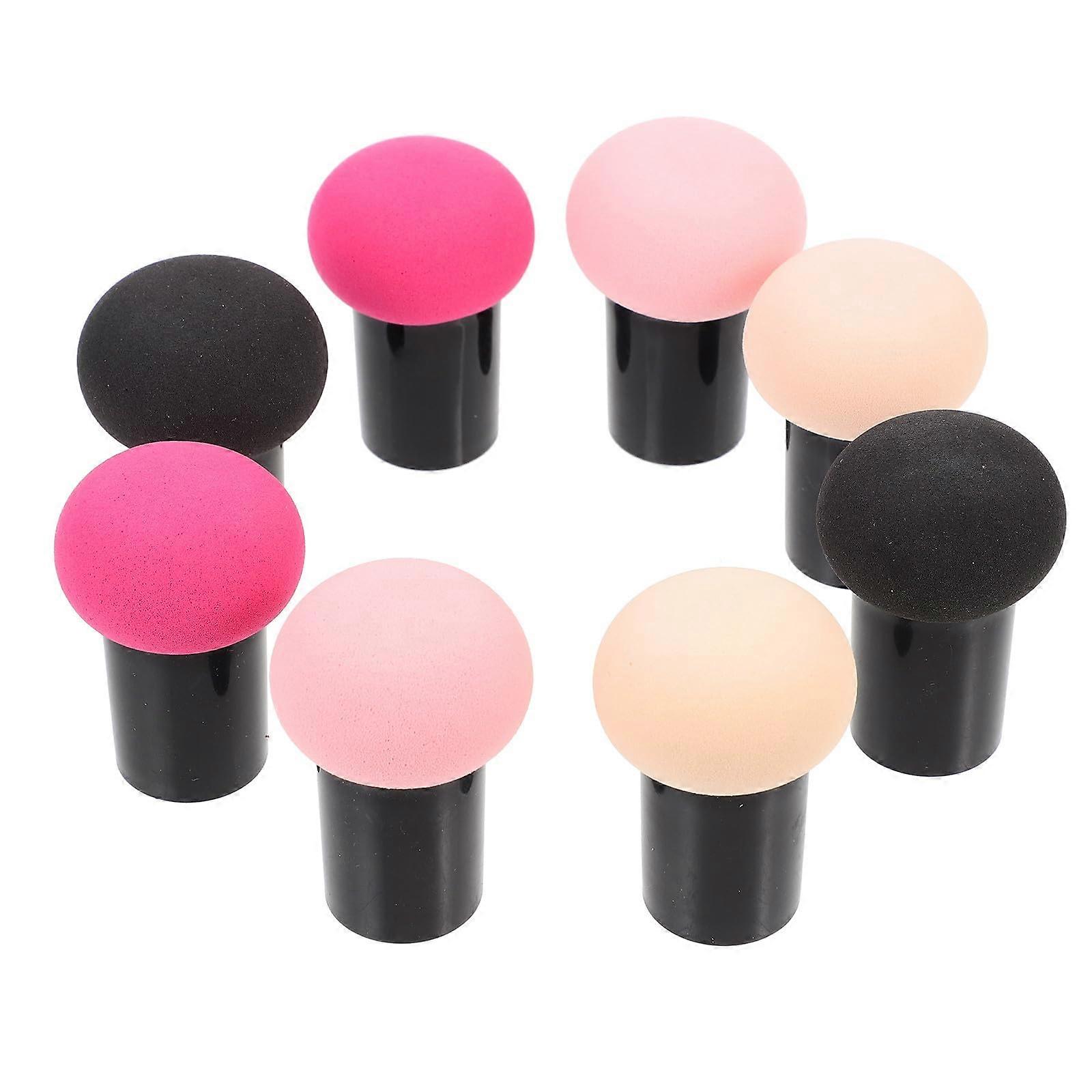 8pcs Mushroom Shape Makeup Sponge Set Dual Use Dry Wet for Flawless Foundation and Powder Blending