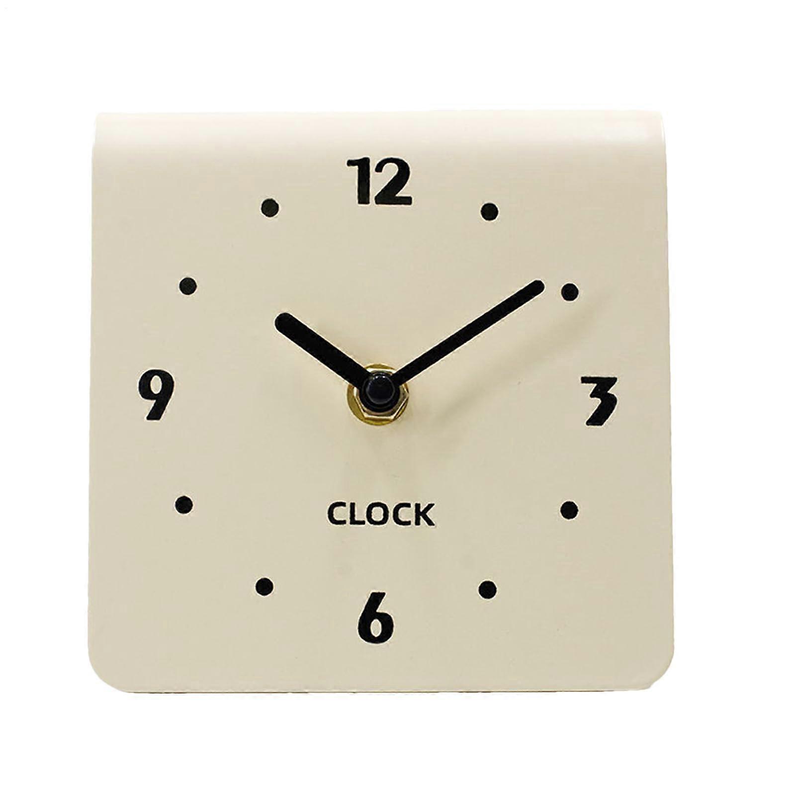 Table Clocks for Living Room - Silent Analog Desk Clock, Modern White Battery Operated Clock for Office and Bedroom Shelf