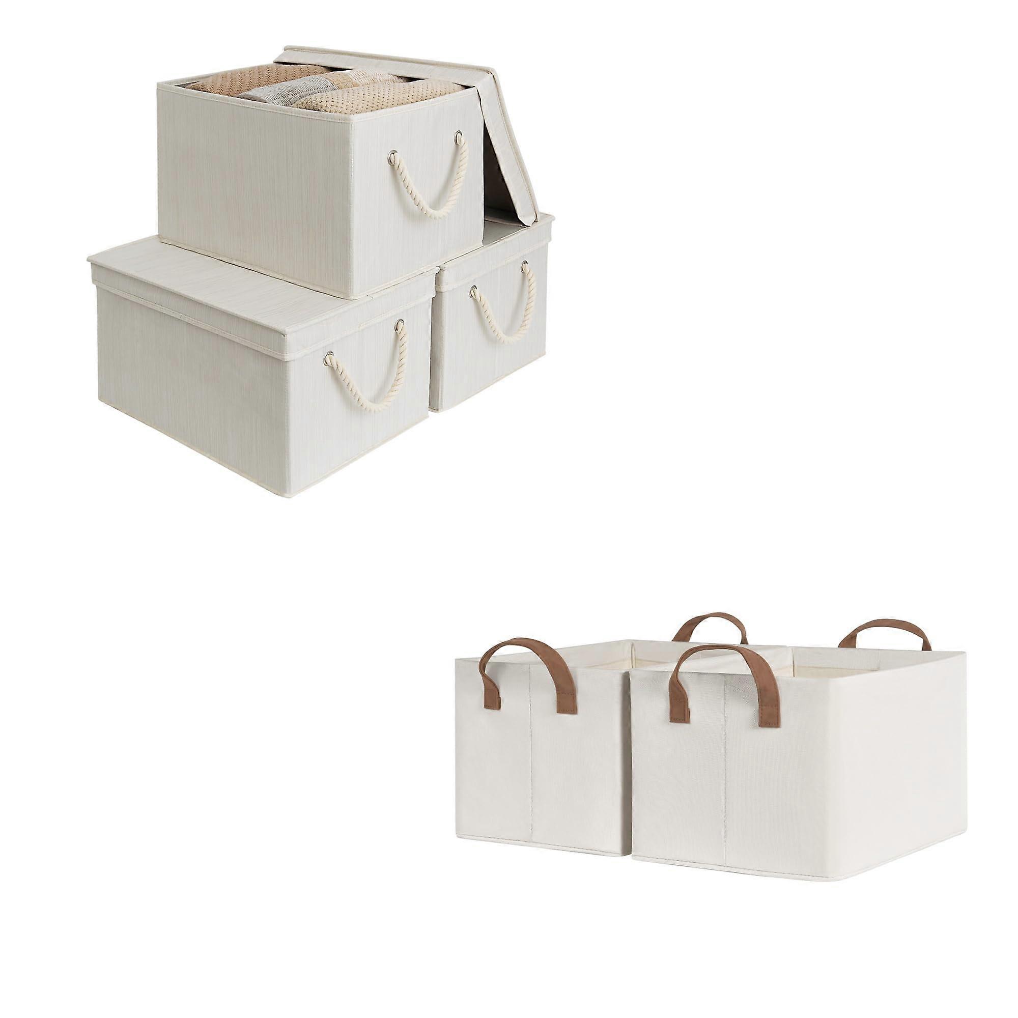 Large Fabric Storage Bins with Shelves and Baskets, Durable Design with Handles and Lid