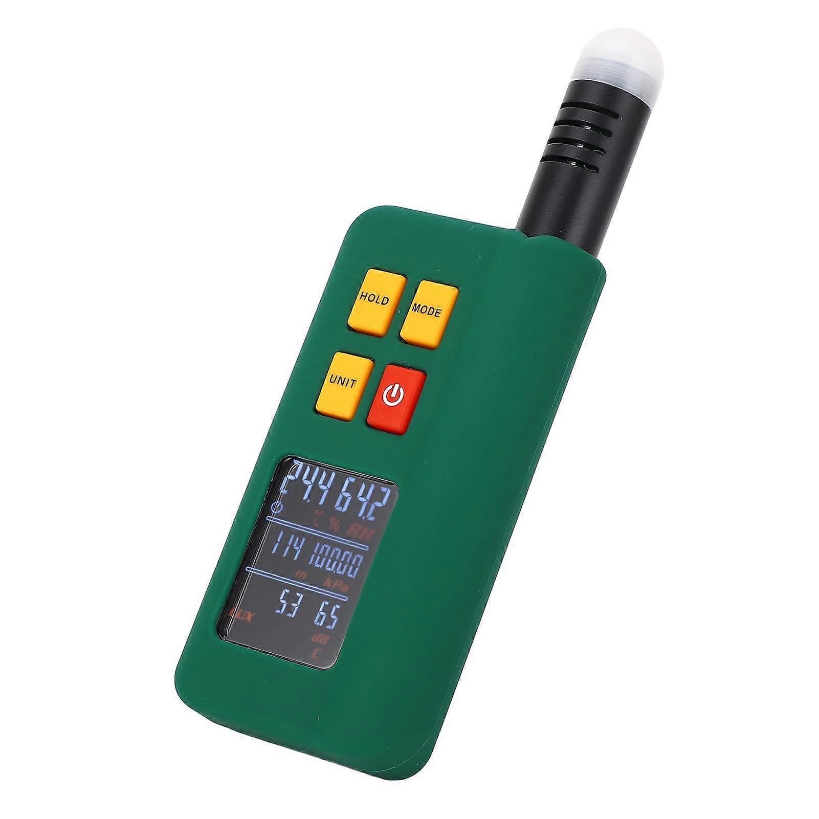 Environmental Meter with Backlit Color Display, MultiParameter Temperature Humidity Pressure Altitude Tester