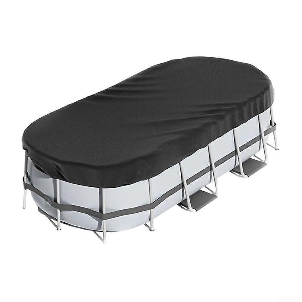Above Ground Rectangular Pool Cover 210D Oxford Cloth UV Protection 7x13ft with Accessories