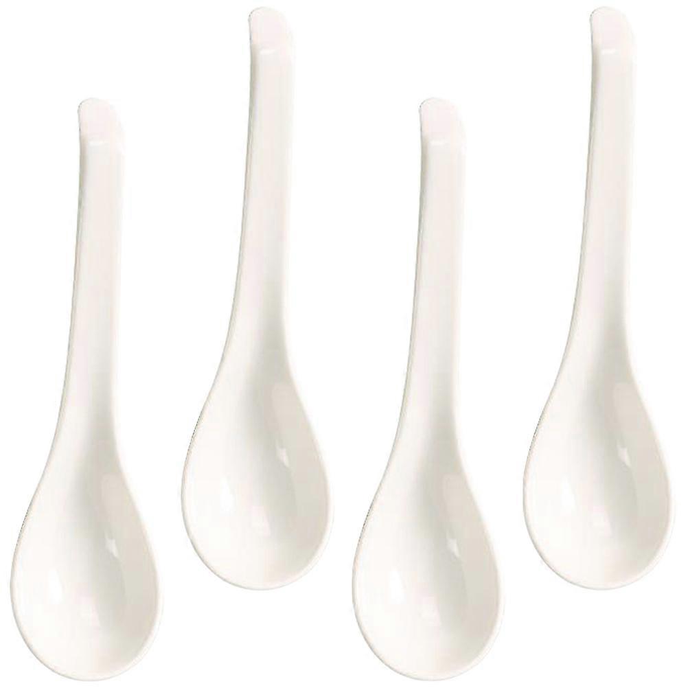 White Ceramic Soup Spoon for Kitchen Use 4Pcs Multi-Function Food Spoons