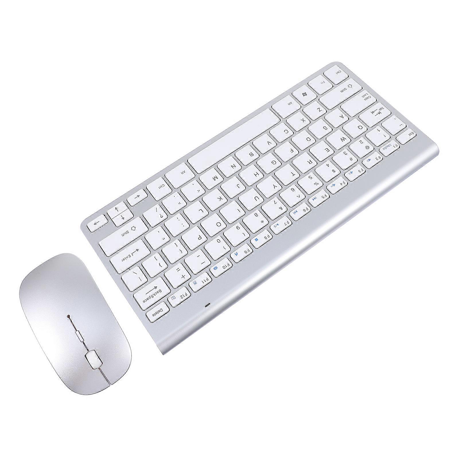 Wireless Keyboard Mouse Combo for Computer Use 1Set Silver Stable Transmission