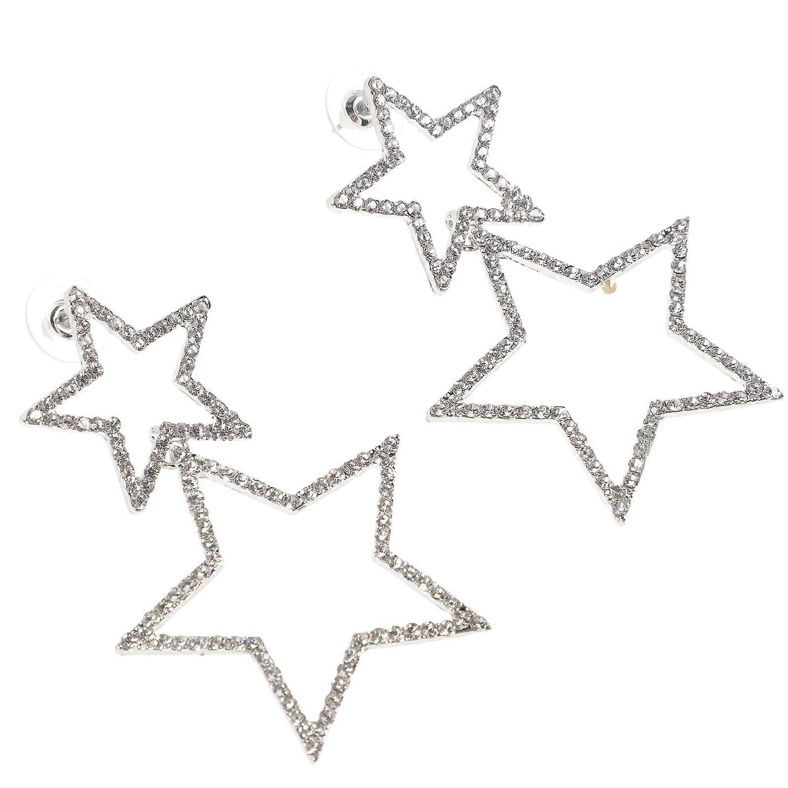 Silver Star Earrings Star Dangle Drop Earrings for Decoration 1Pair