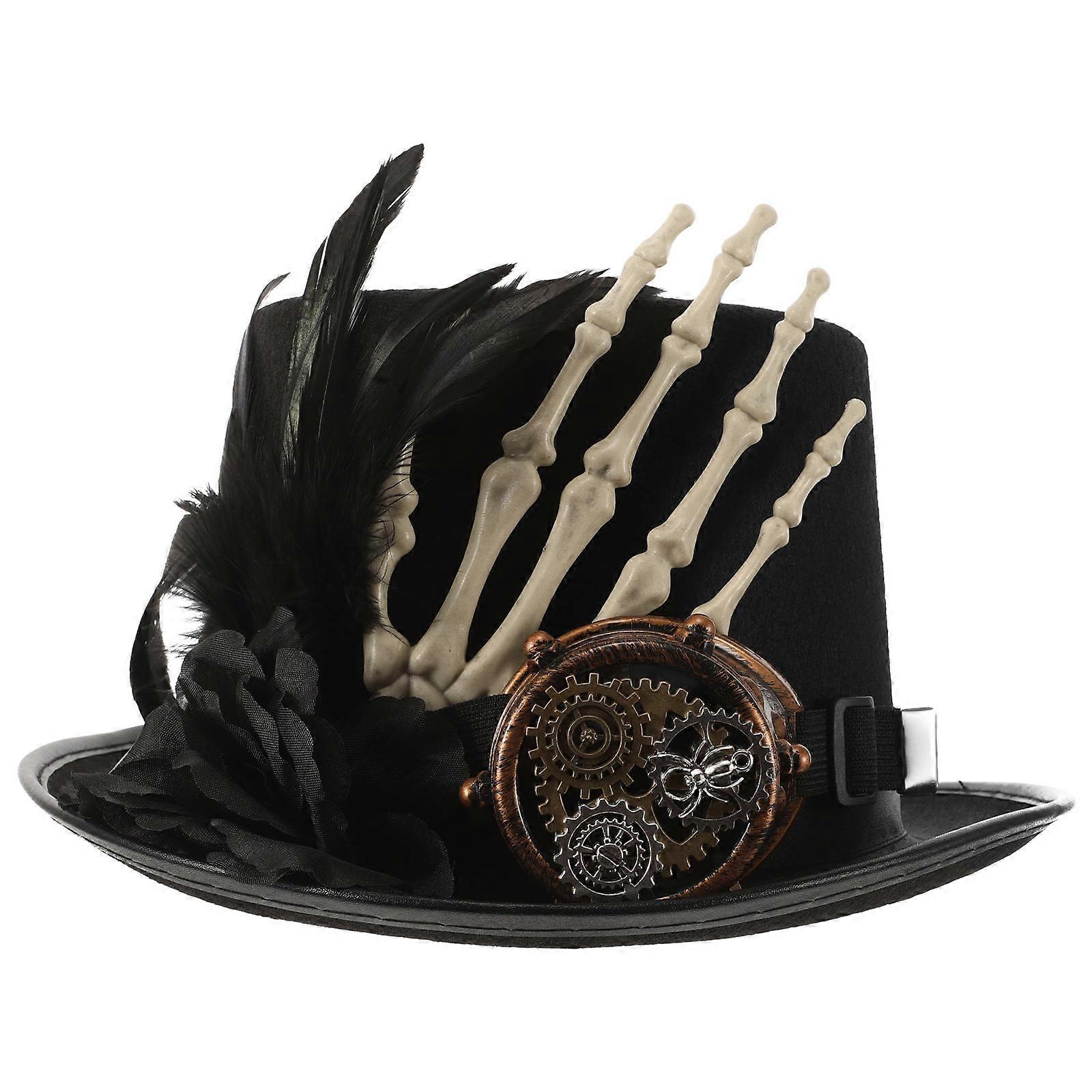 Steampunk Gothic Top Hat for Party Black Monocle Hat Unisex