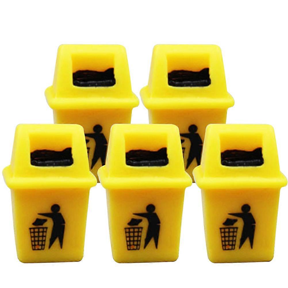 5Pcs Garbage Can Small Model Trash Bins Perfect For Hobbyists And Children In Rectangular Realistic Design
