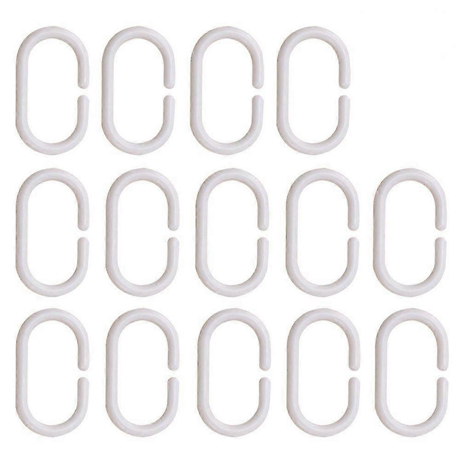 30pcs Plastic Shower Curtain C-shaped Rings Hooks Bath Drape Loop Clip Glide for Bathroom Window (White)
