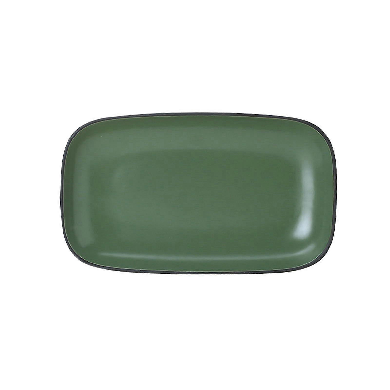 Ceramic Dinnerware Set Dark Green Rectangular Serving Plate Microwave Dishwasher Safe Nordic Style