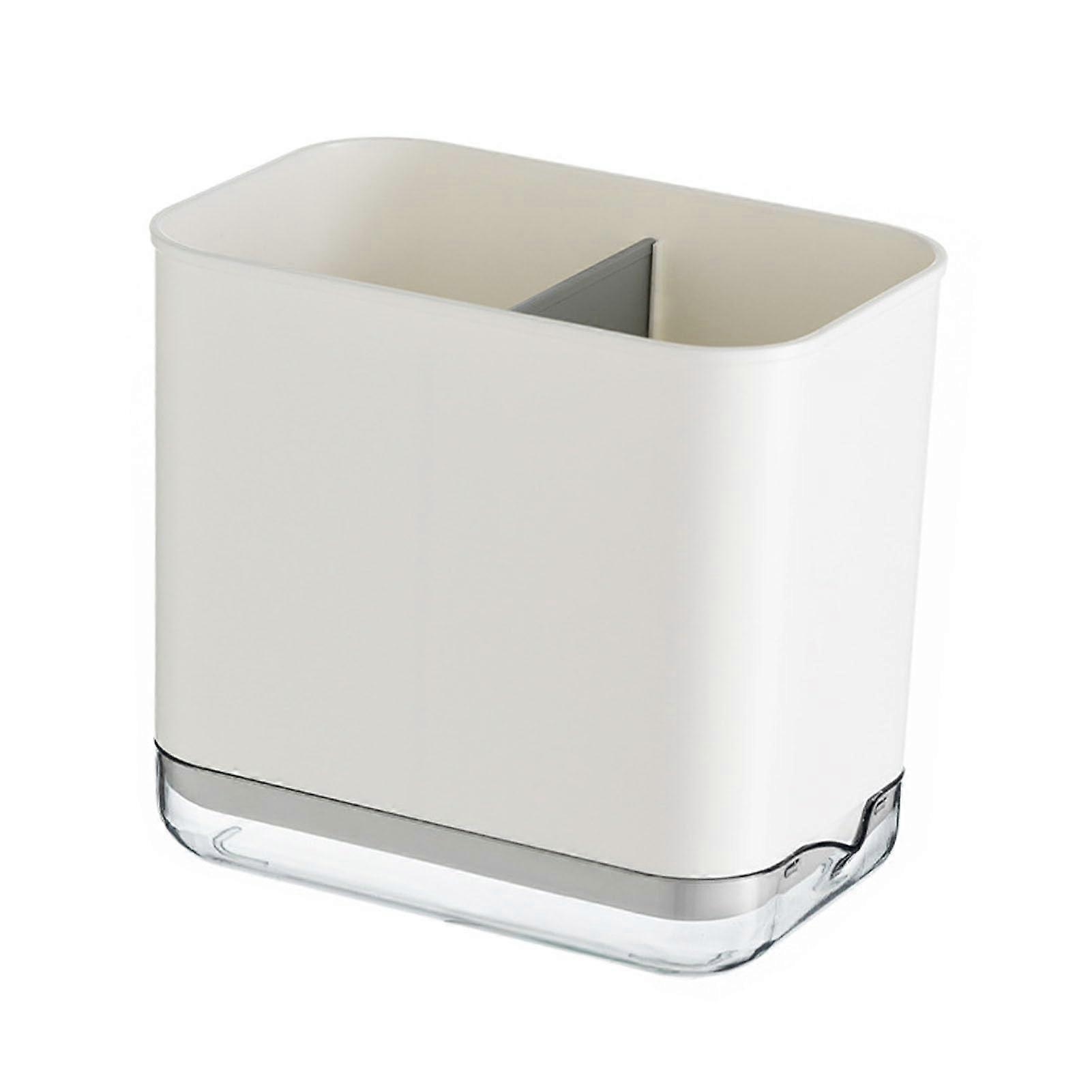 Kitchen Utensil Holder with Drip Tray, Multifunctional Cutlery Drying Rack Organizer, White