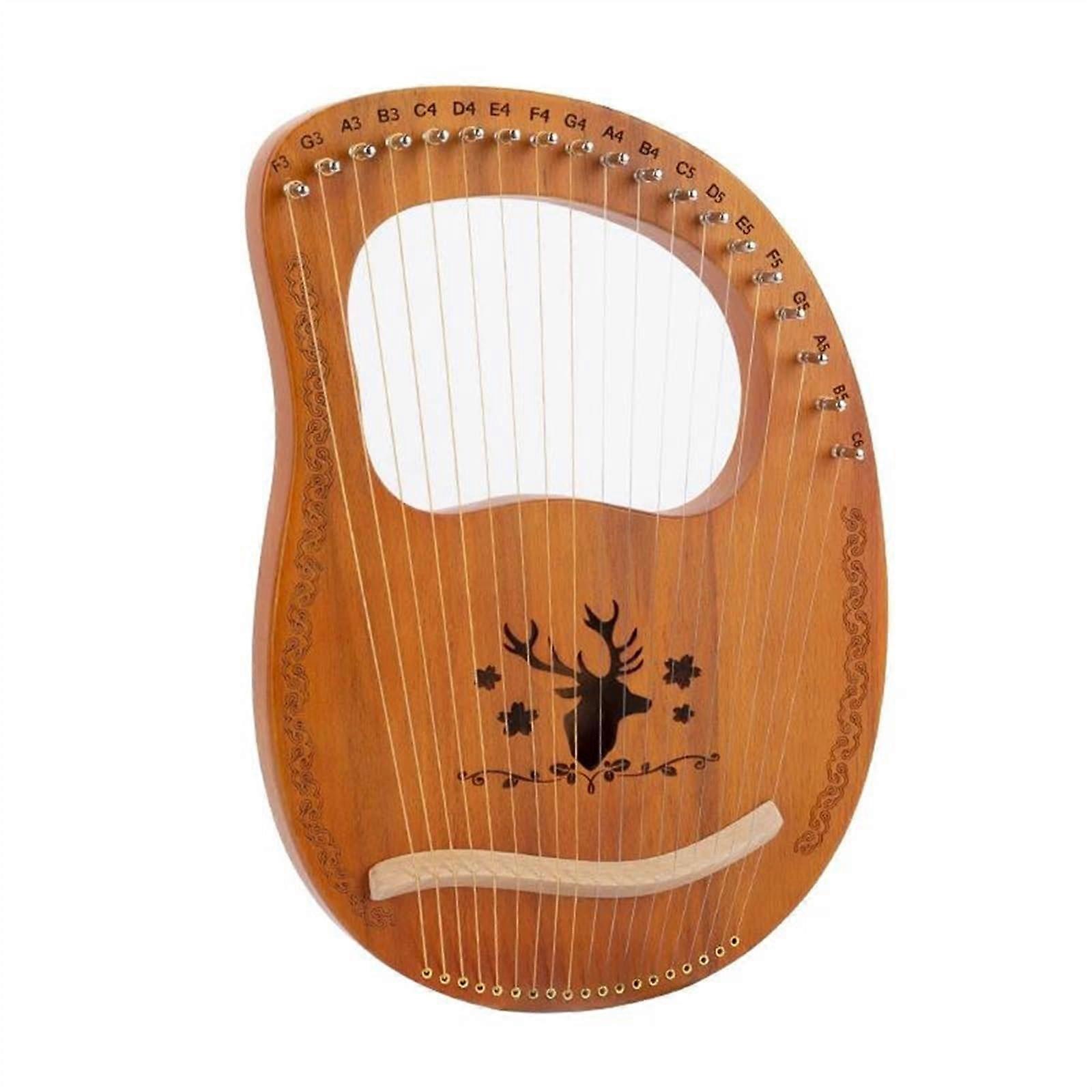 19 String Mahogany Harp for Beginners with Durable Metal Strings and Warm Resonant Tone