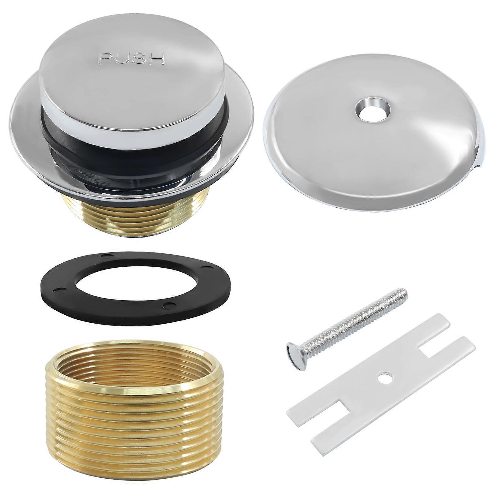 Universal Fit Chrome Bathtub Drain Kit with TipToe Control and Overflow Faceplate