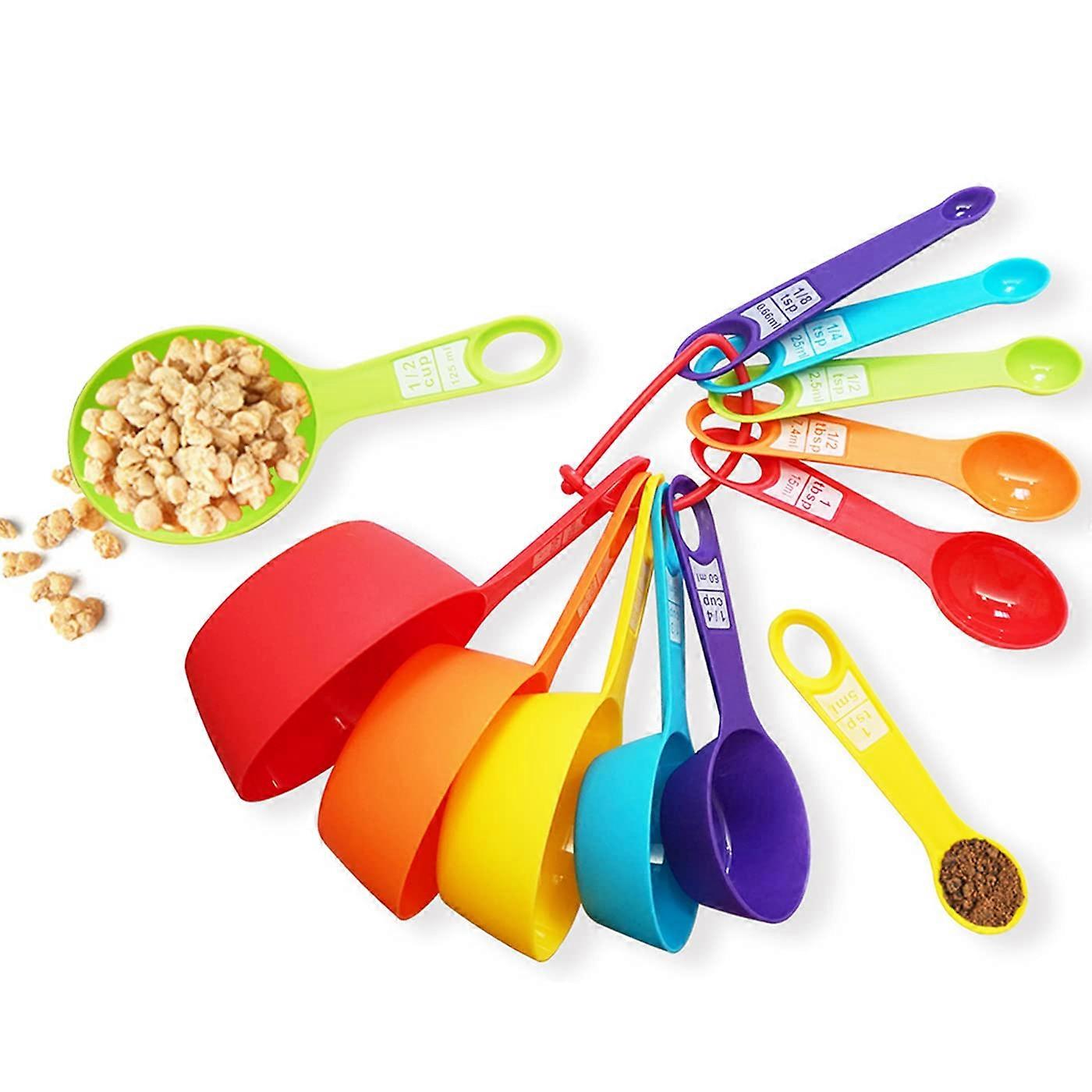 12 Piece Measuring Cups and Spoons Set with Accurate Marks, Colorful Nesting Kitchen Tools for Baking