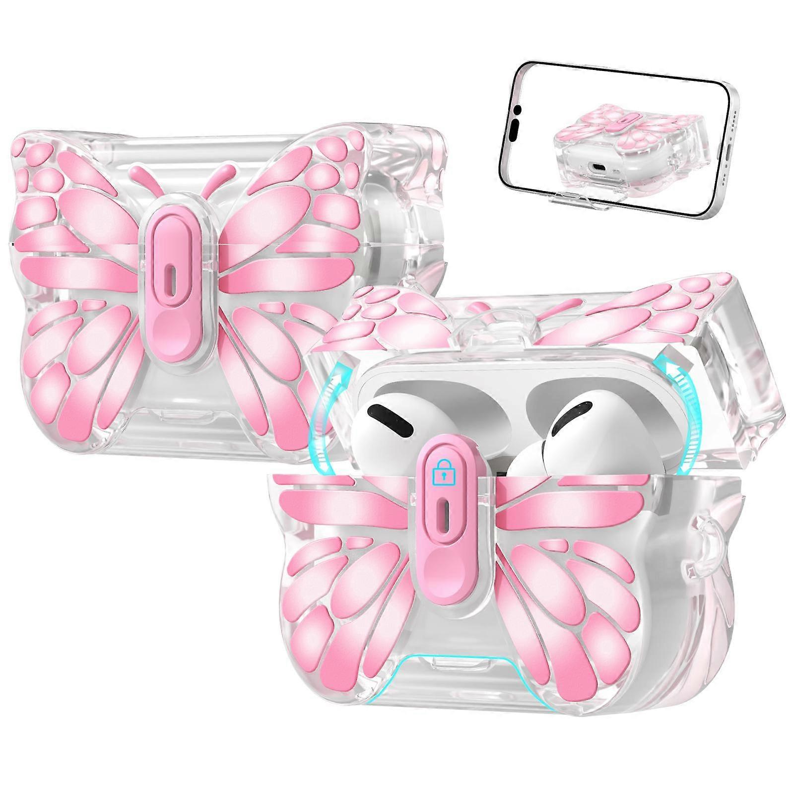 Transparent Butterfly Magnetic Switch Headphone Protective Case