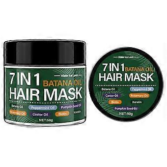 Máscara Capilar 7 em 1, Máscara Capilar de Queratina e Biotina com Batata, Alecrim, Óleo de Rícino, Abóbora e Hortelã-pimenta, Máscara Reparadora para Cabelos Danificados, Secos, com Frizz e Descoloridos