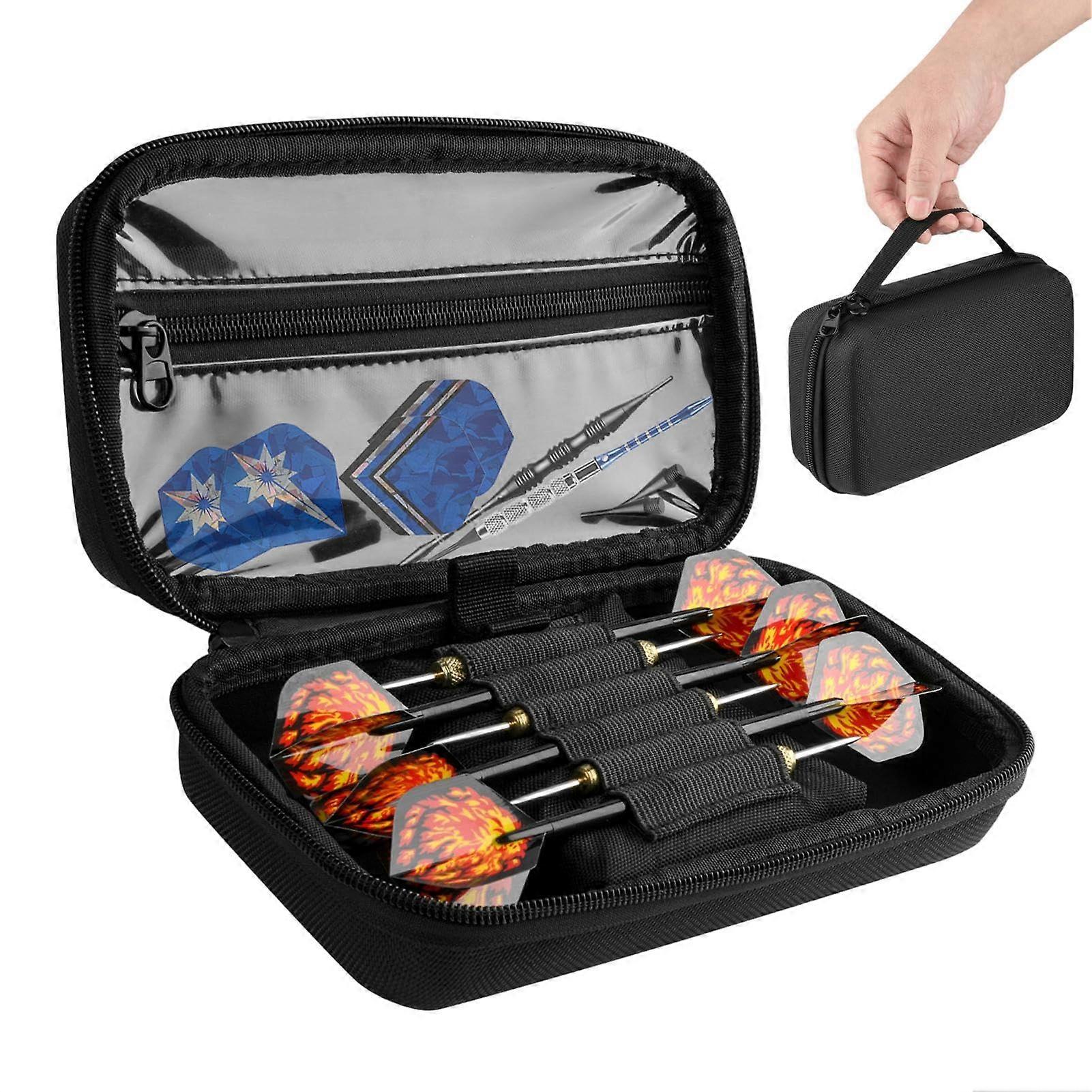 Large Capacity Dart Case with Rubber Bands, EVA Protective Shell, Portable Storage Bag Black